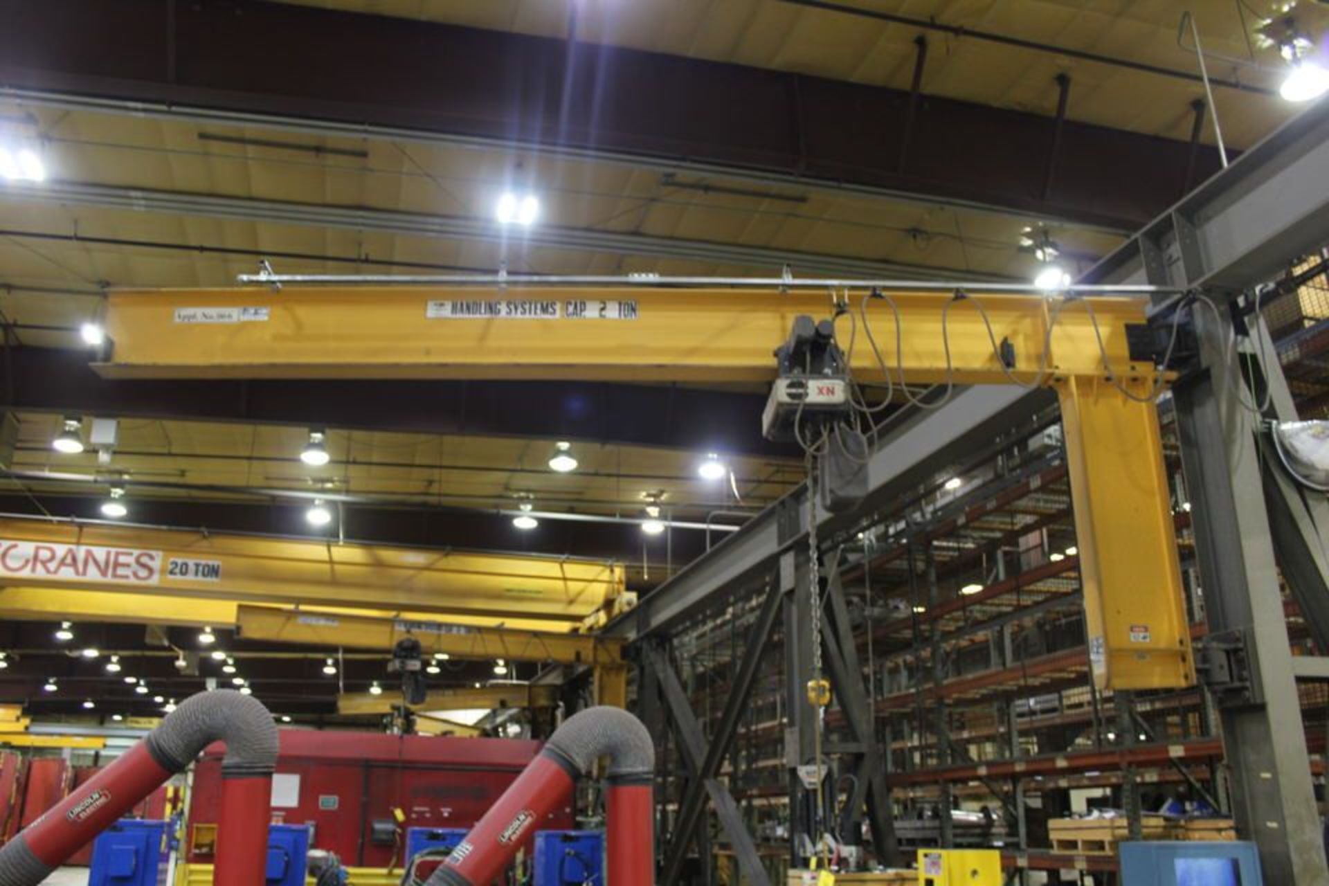 HANDLING SYSTEMS 2 TON COLLUMN MOUNTED JIB CRANE, 12'H X 18' R W/ KONECRANE 2 TON HOIST, PENDANT