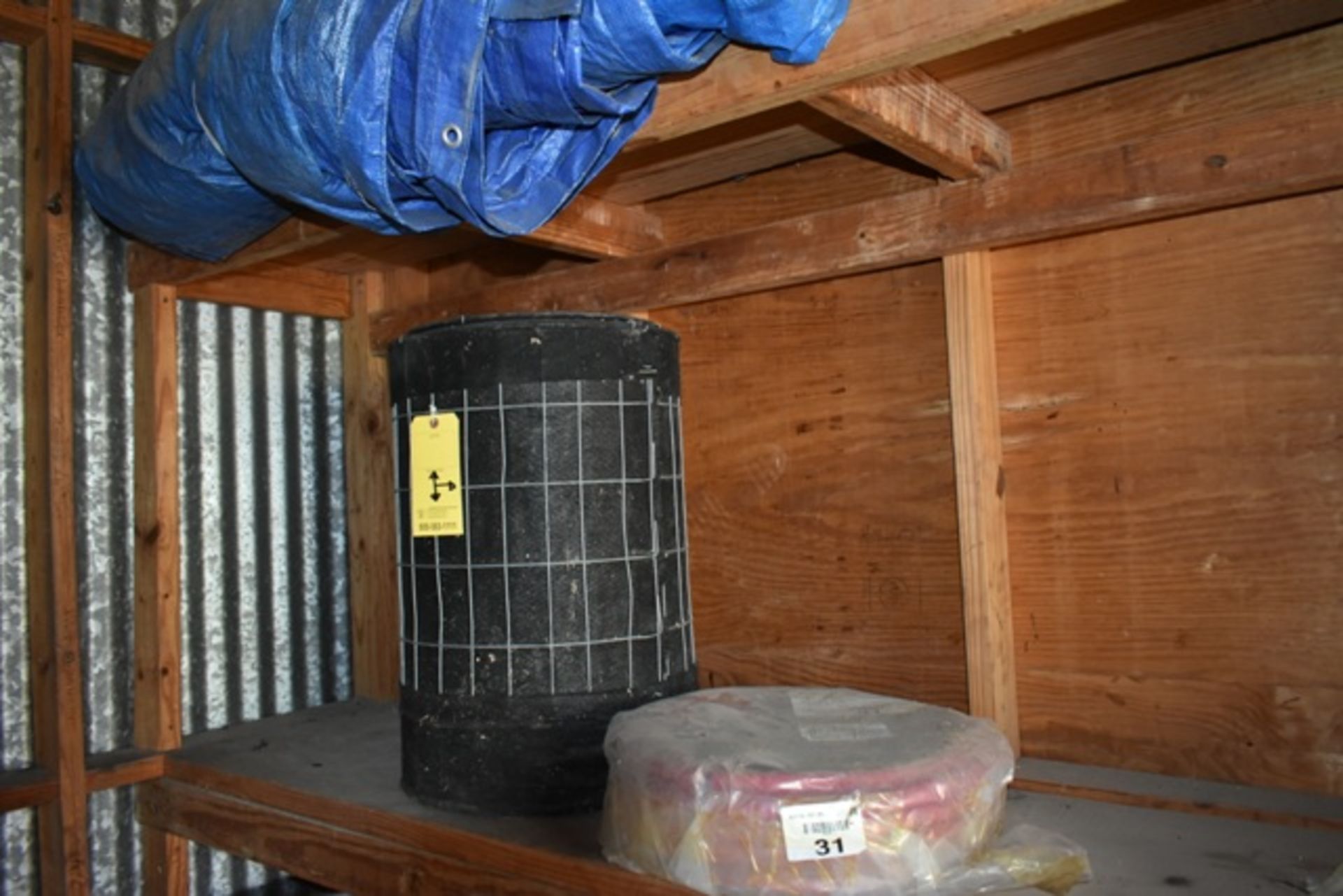 CONT OF SHELVES MARKED: TARPS, CONCRETE MIX, NEPTUNE FILTER FEEDER, SHIELDED WIRE, MISC - Image 7 of 7