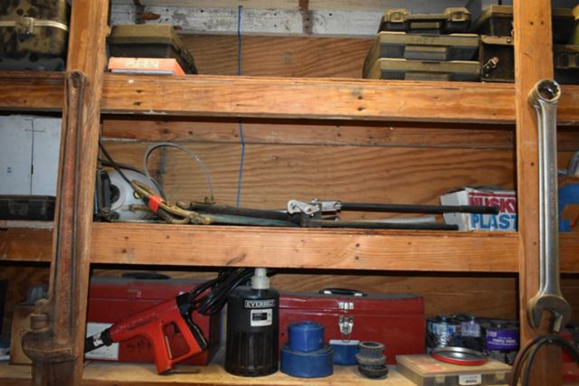 CONT OF 4 SHELVES: SOLDER GUNS, RED HEAD A-10, SHIM SETS, PULLEYS, GOODWAY REAM-A-MATIC, MISC - Image 7 of 10
