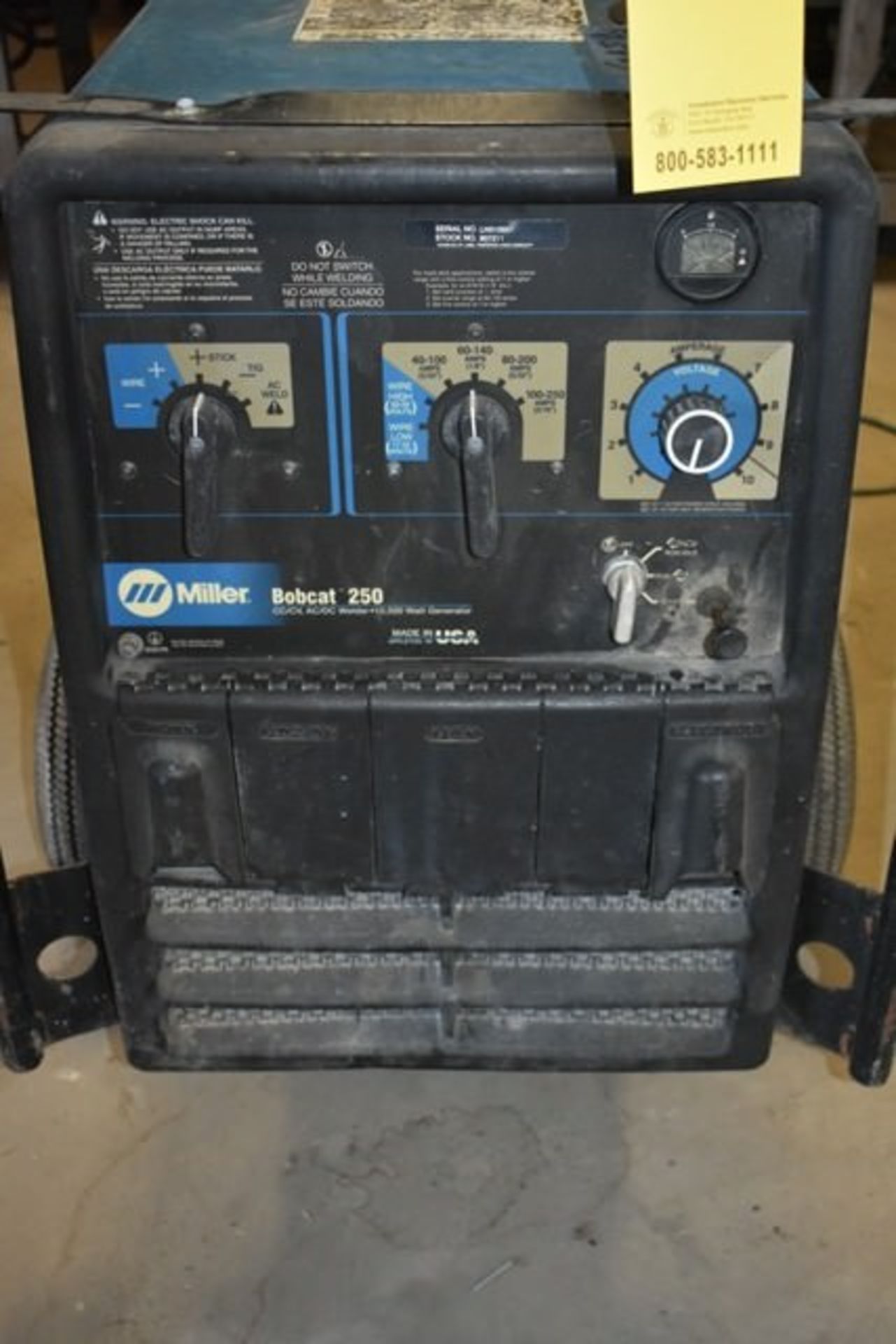 MILLER BOBCAT 250 WELDER/ GENERATOR, CC/CV AC/DC, 10,500 WATTS, GAS ENGINE - Image 2 of 3