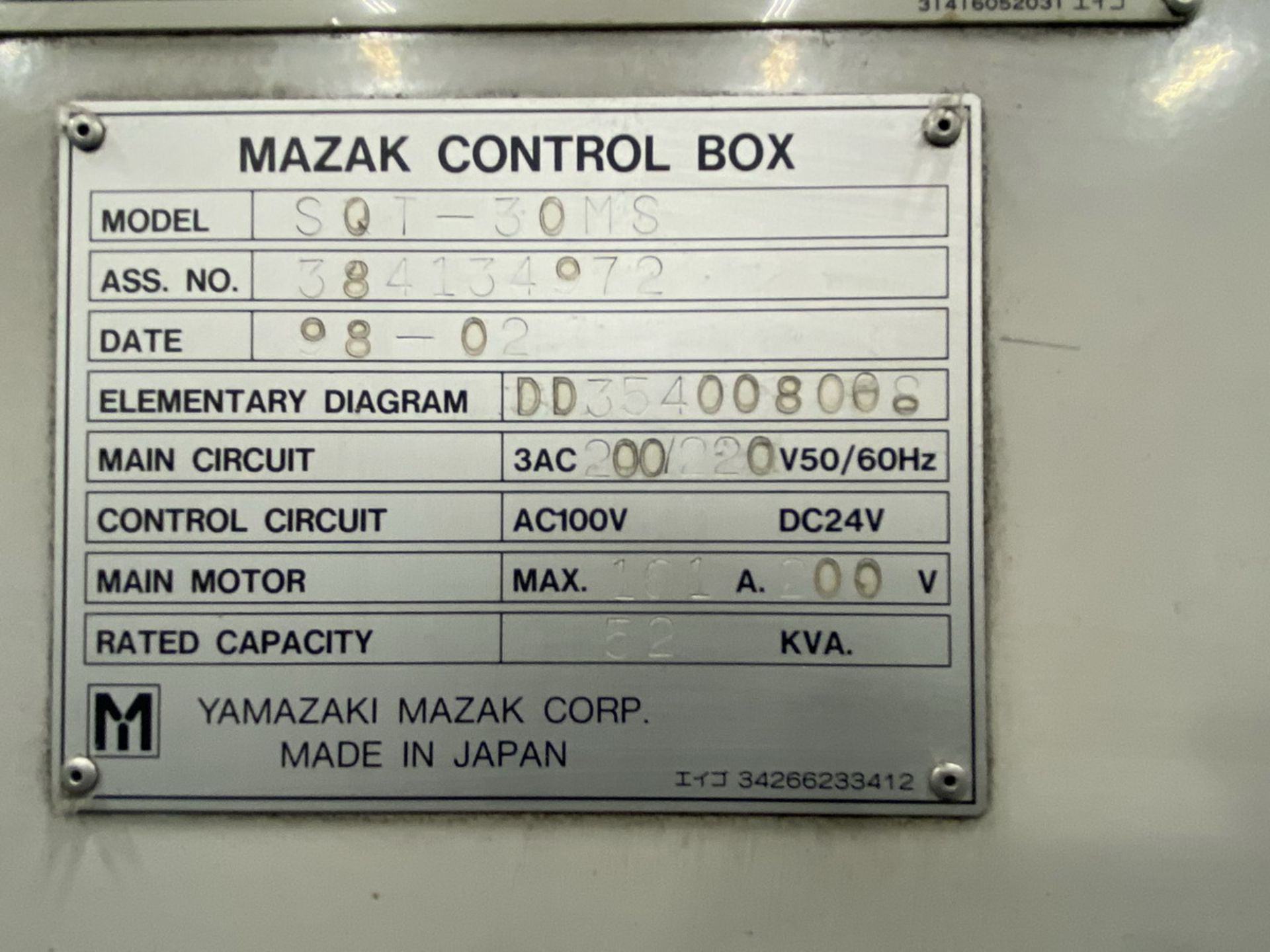 2002 Mazak SQT-30MS Horizontal CNC Lathe Live Tooling 3-Axis,10'' X-axis, 26'' Z-axis, 0.0001 C- - Image 11 of 11