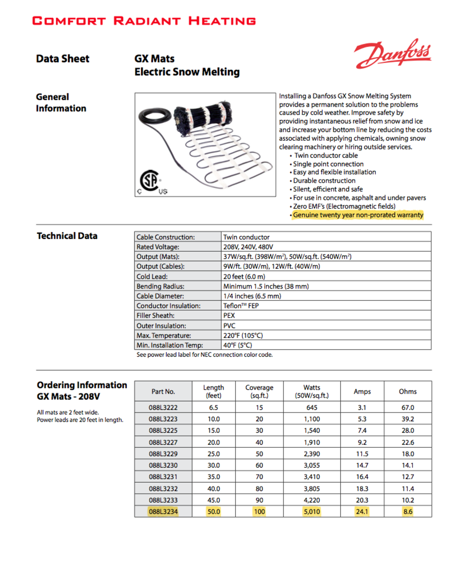 480V sidewalk heating elements/Mats. - Image 2 of 4