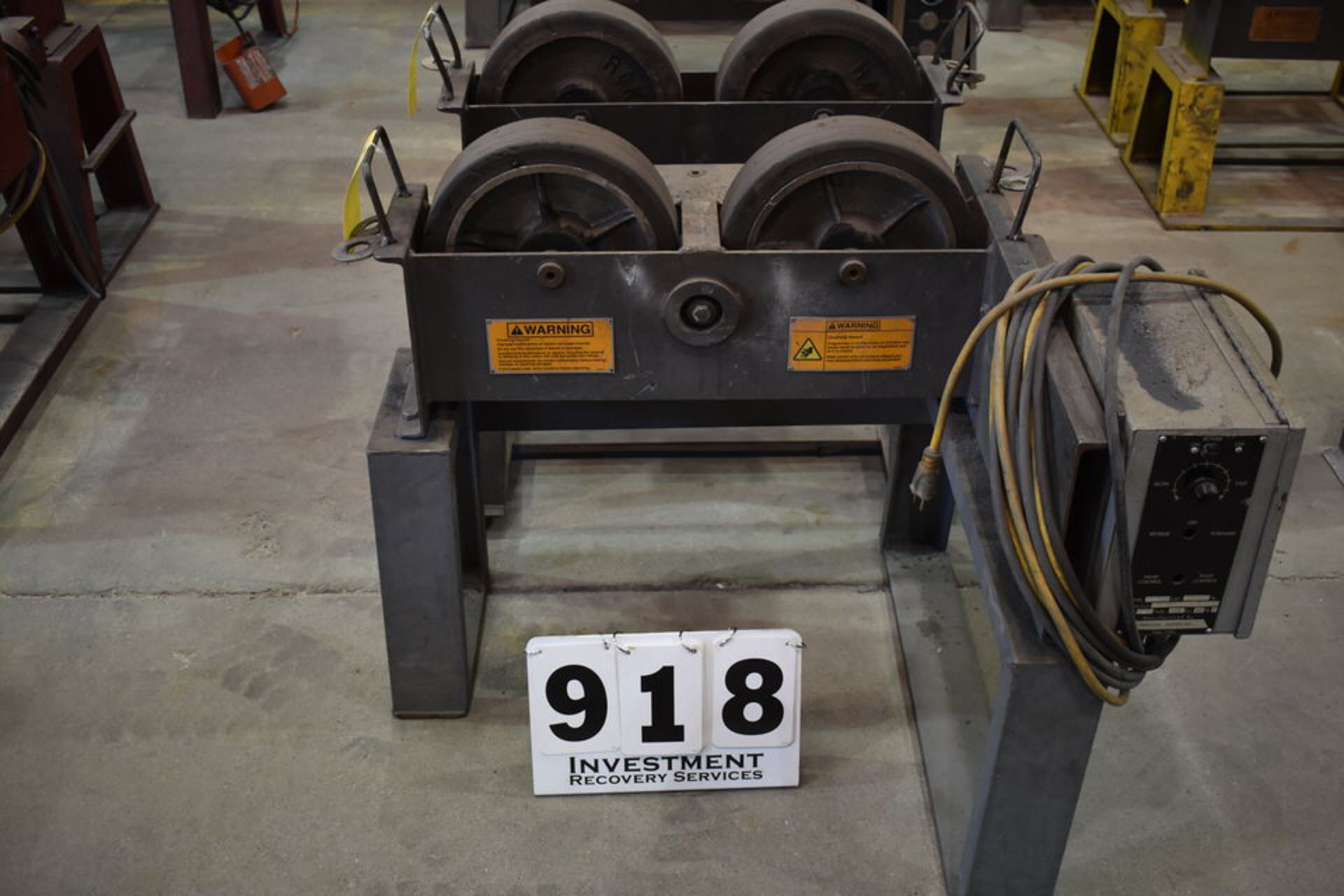 PRESTON EASTIN POWER TURNING ROLLS, MDL: FDR3HD, 3,000 LB CAP W/ 12" X 3" WHEELS & IDOLER