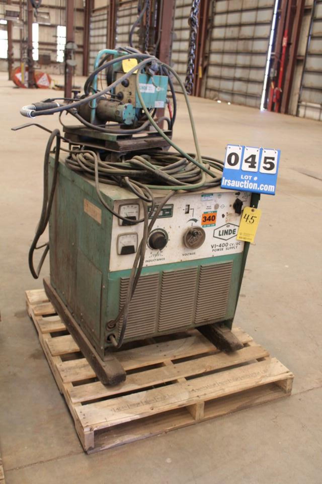 LINDE VI-400 CV-DC WELDING POWER SUPPLY W. LINDE WIRE FEEDER