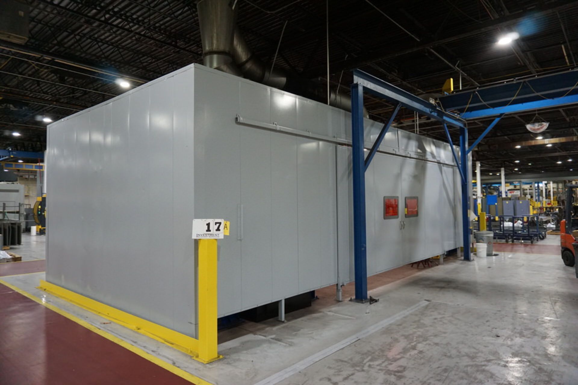 WELDING ENCLOSURE, APPROX 16' X 36' X 11' TALL W/ (2) SLIDING DOORS