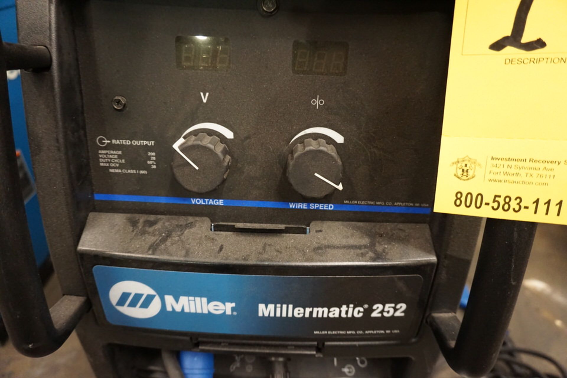 MILLER MILLERMATIC 252 ALL IN ONE MIG WELDER, NO BOTTLES - Image 2 of 2