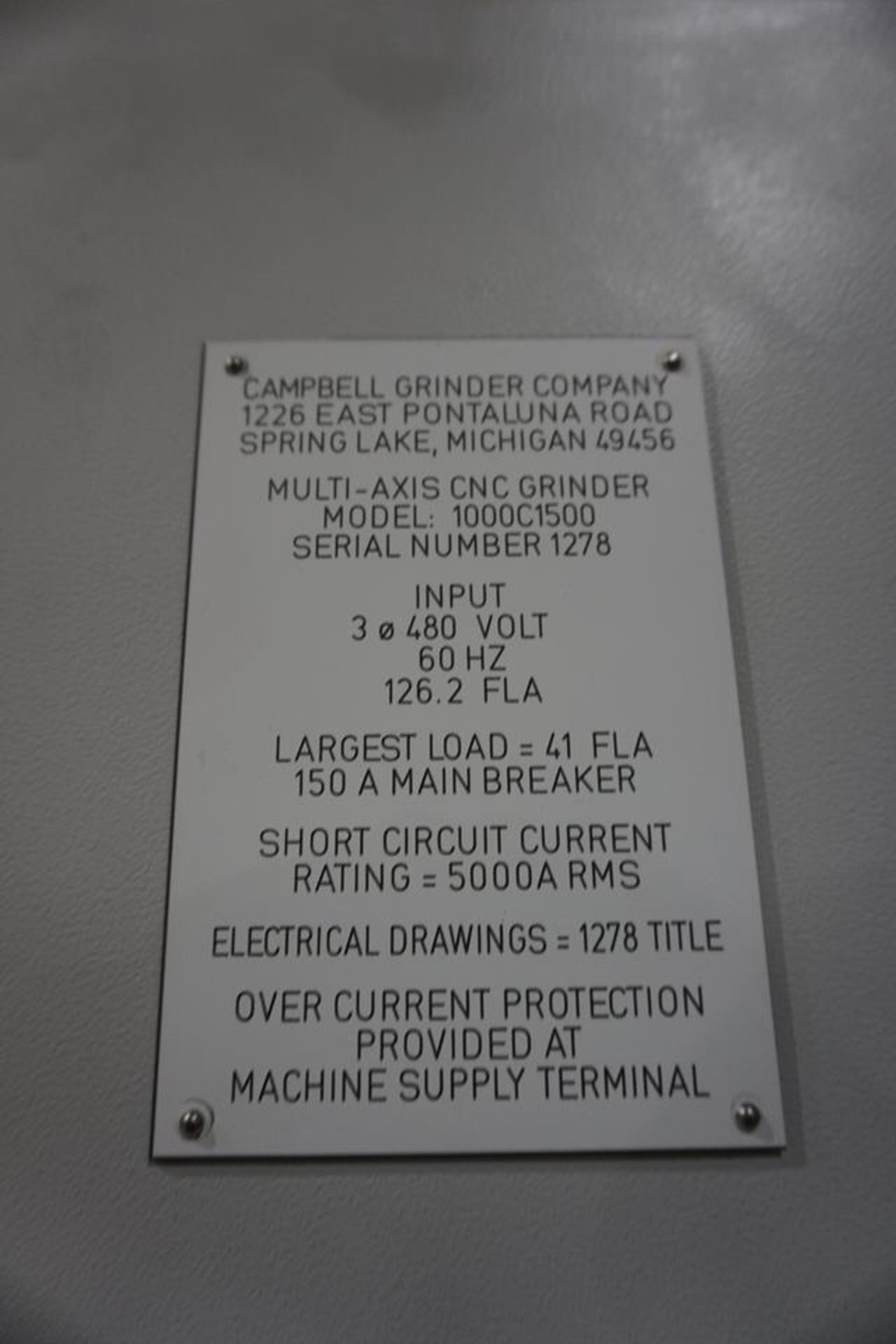 2016 CAMPBELL 1000C1500 SERIES CNC GRINDER - Image 6 of 8