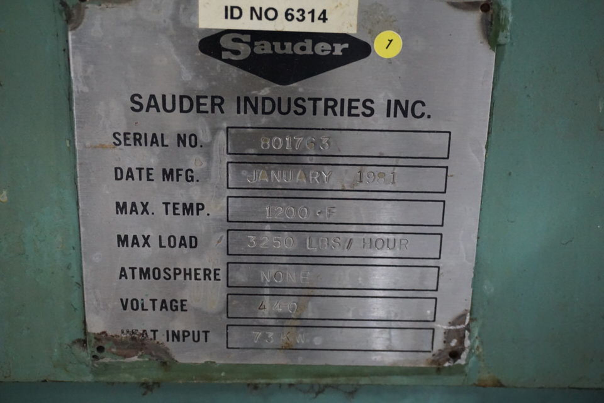 SAUDER PIT FURNACE, MAX TEMP 1200 DEG F, 440 V, 50" PIT W/ 3 TON ELEC BRIDGE CRANE W/ LIFTING JIB, - Image 3 of 14