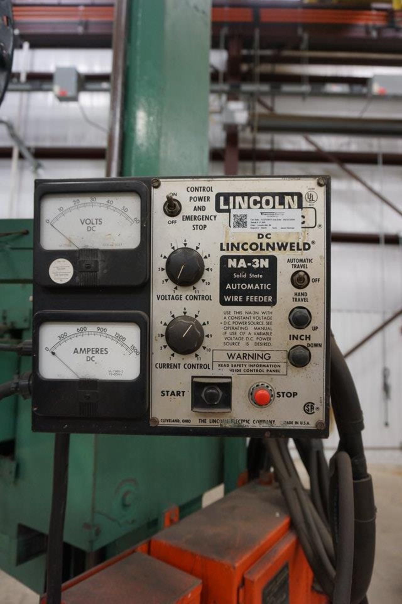 ARONSON MANIPULATOR, 2G6VRAGCL-PK W/ LINCOLN IDEAL ARC DC-1000 POWER SUPPLY & LINCOLN NA-3A - Image 3 of 8