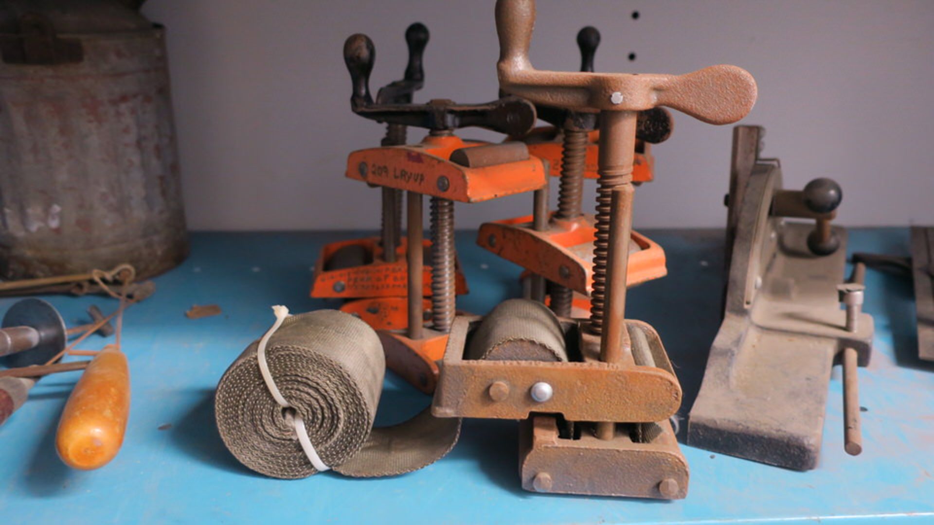 Wood working strap clamps, guides, hand tools, grease guns and misc items - Image 2 of 2