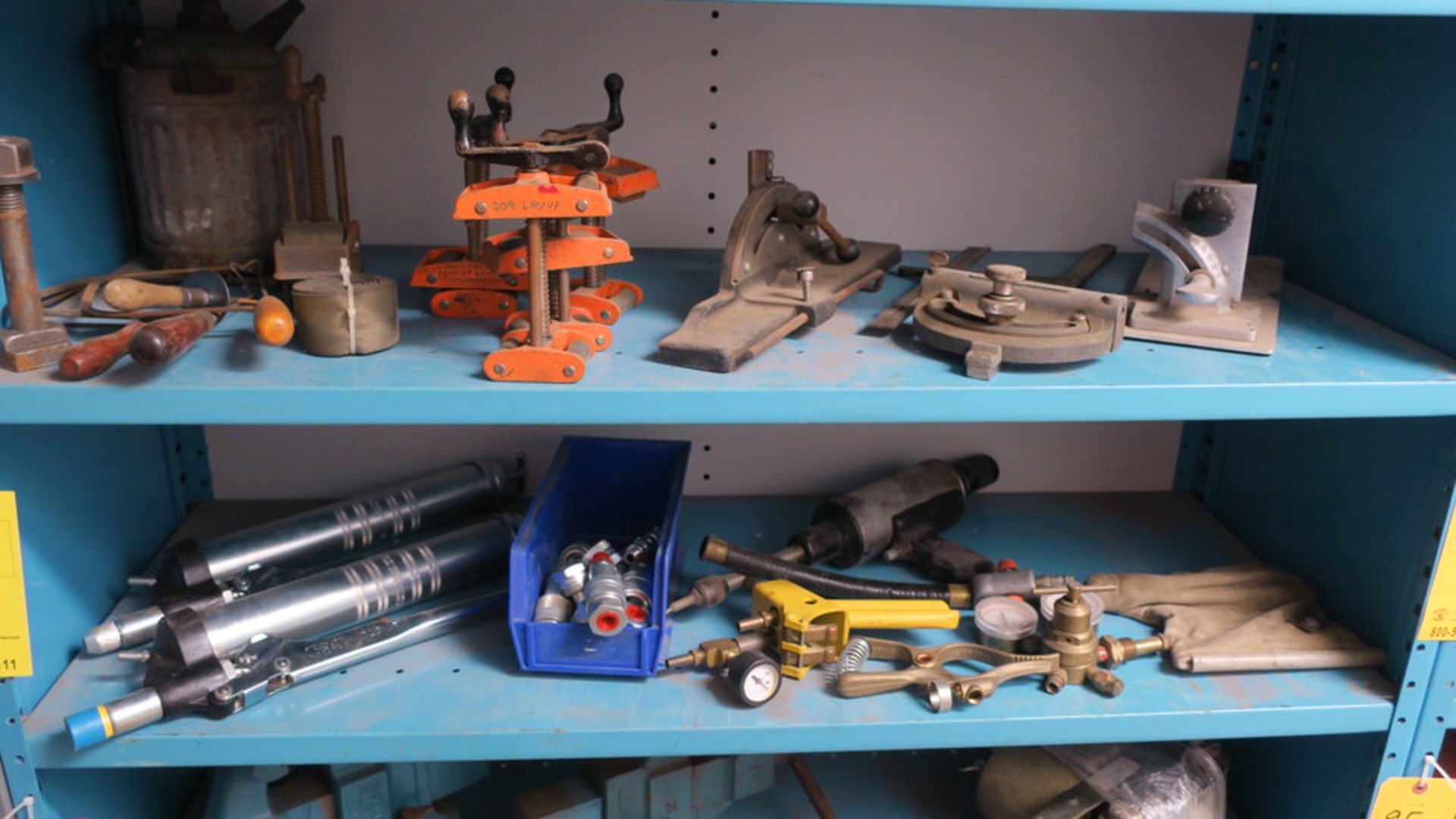 Wood working strap clamps, guides, hand tools, grease guns and misc items