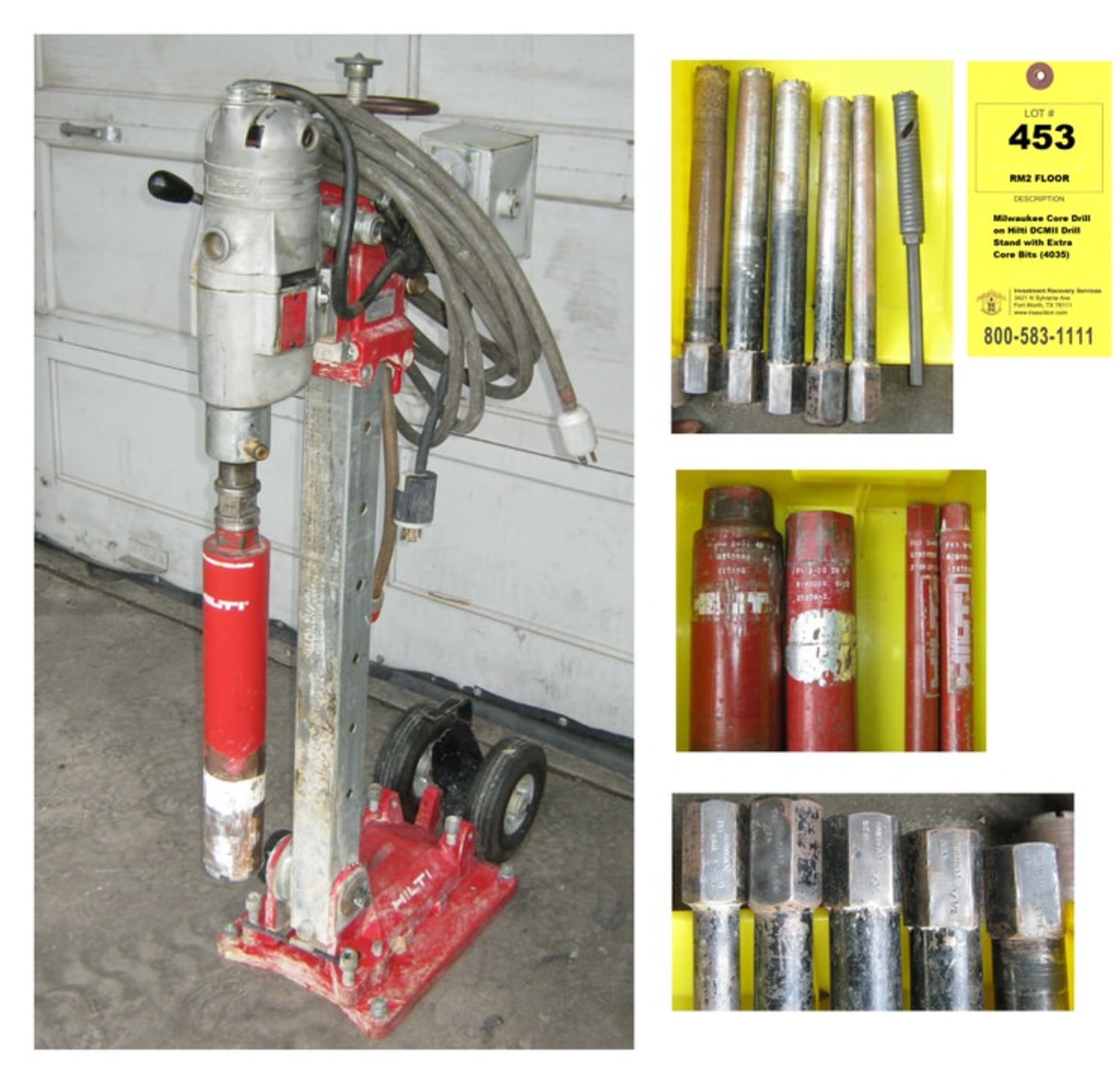 Milwaukee Core Drill on Hilti DCMII Drill Stand with Extra Core Bits (4035)