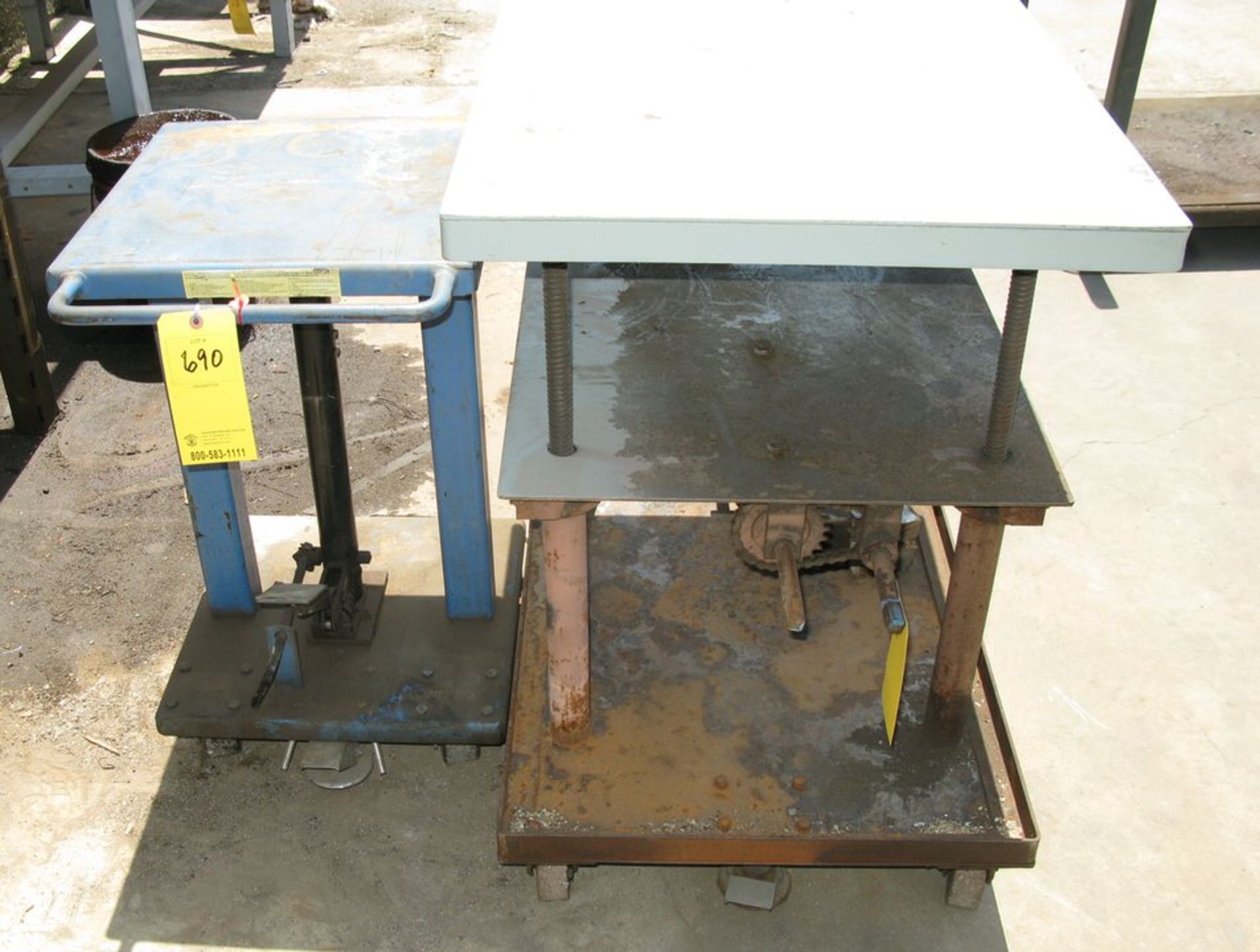 (1) Small Blue Rolling Machinist Lift Cart & (1) Large White 3-Shelf Rolling Machinist Lift Cart - Image 2 of 2