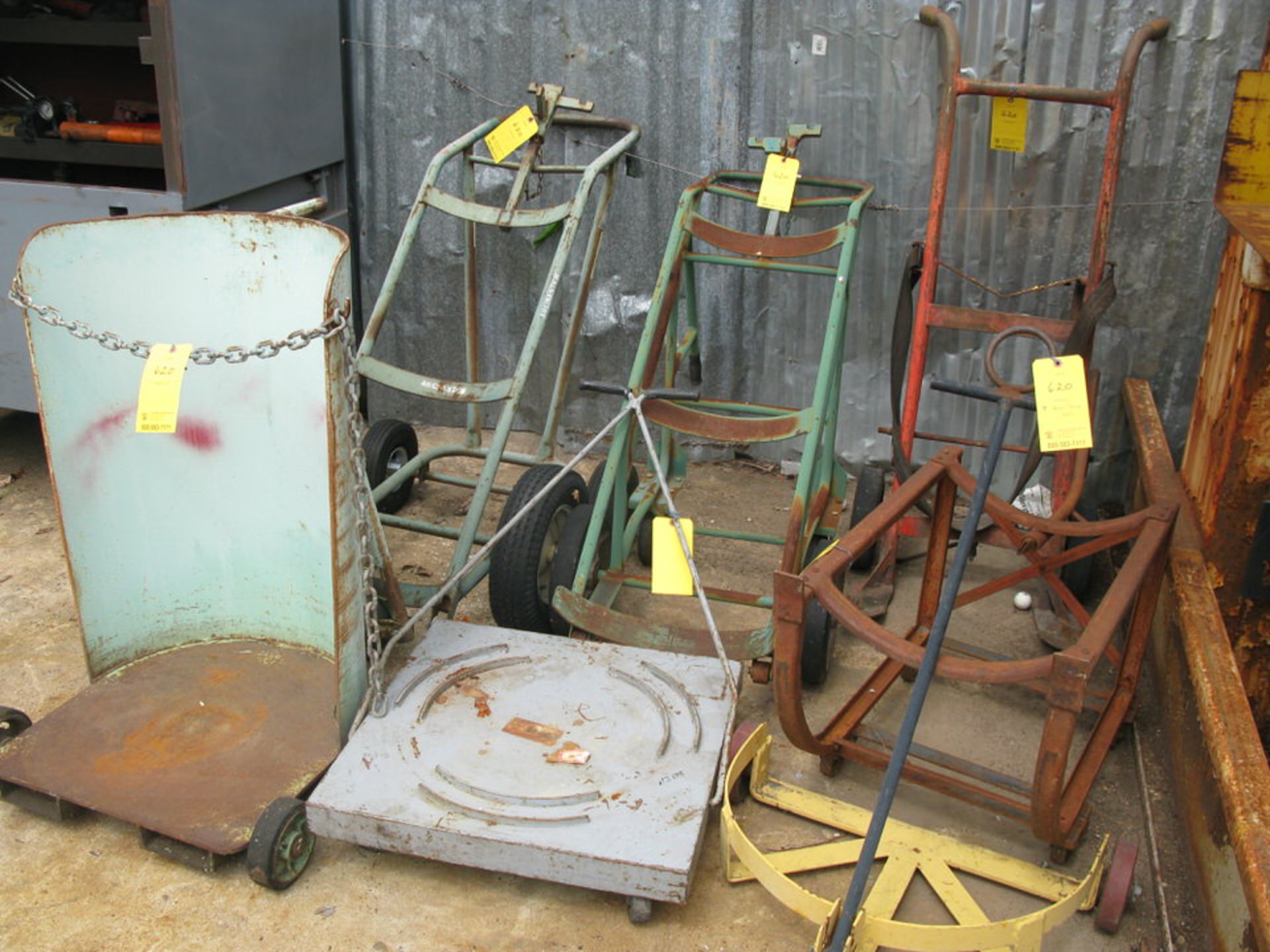 LOT of (7) Barrel/Drum Cart Dollys of Various Types