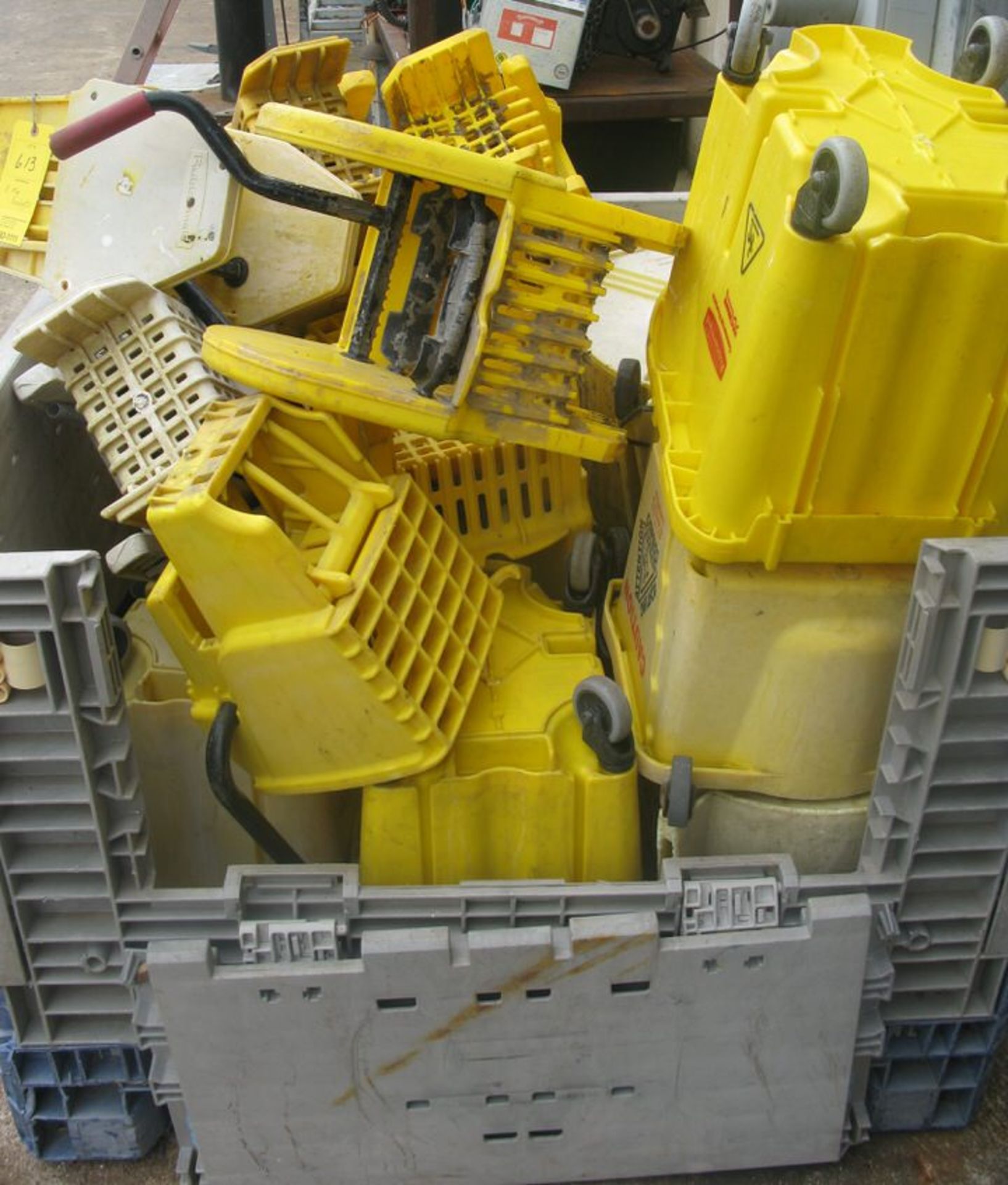 LOT of (8) Various Sizes & Types of Plastic Mop Buckets