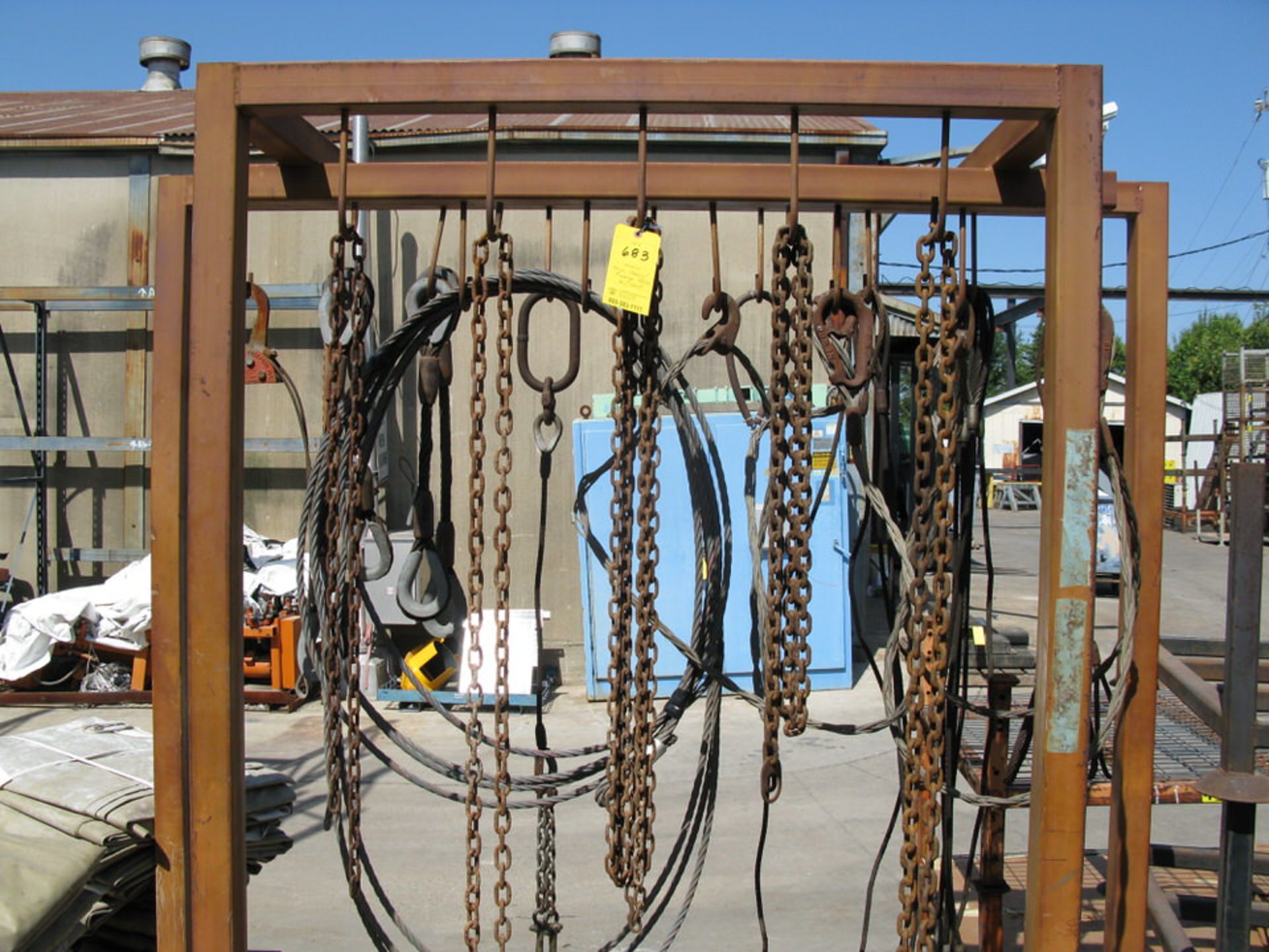 LOT of Misc. Chains /Rigging Cables + Rolling Cart - Image 2 of 2