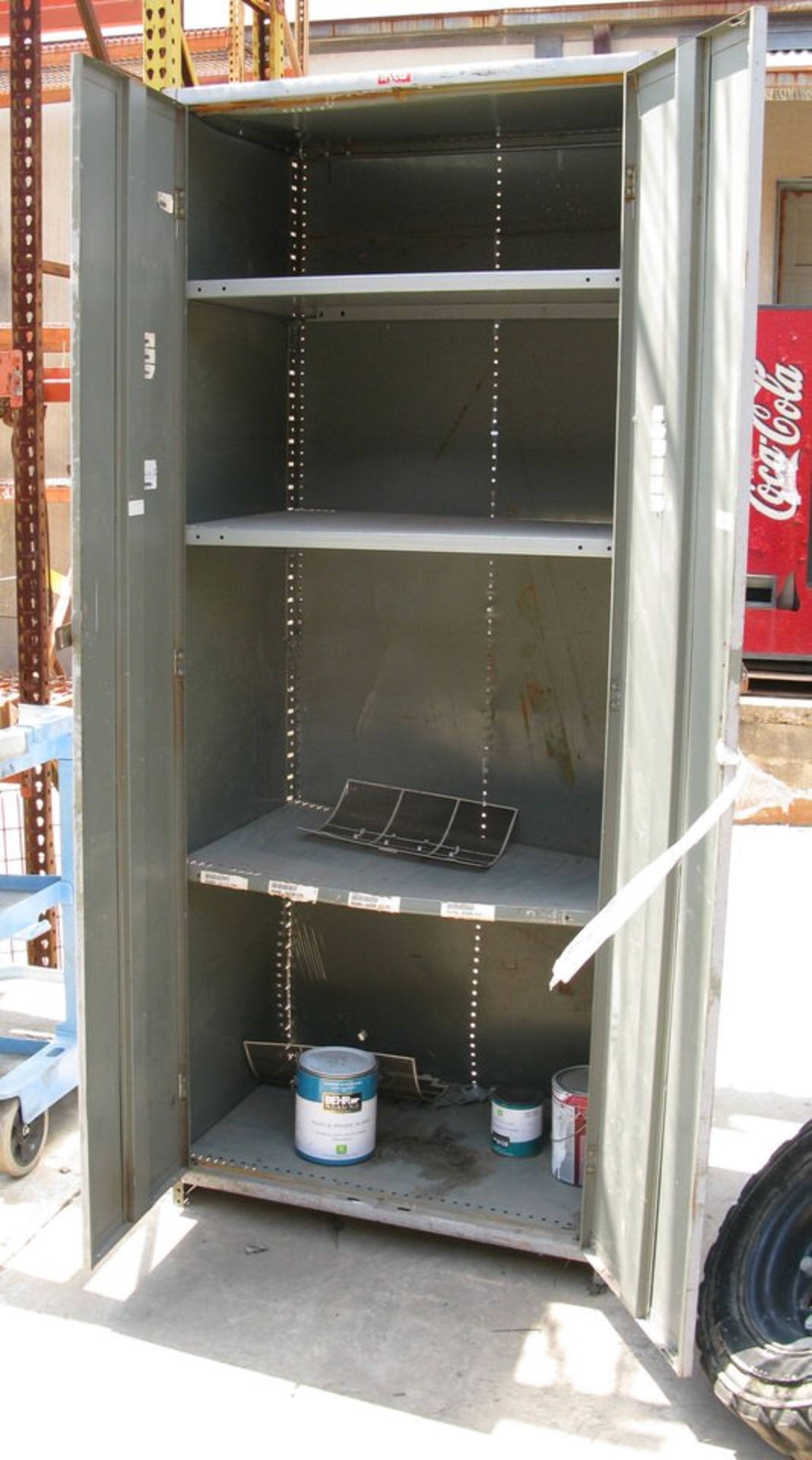 Tall Gray 2-Door Cabinet with 4 Shelves