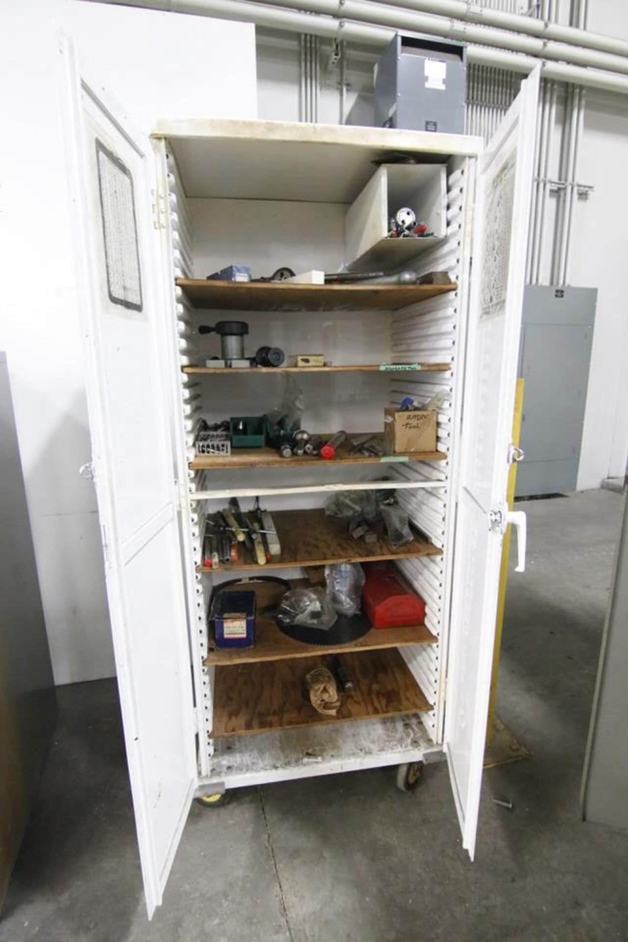 2-Door Cabinet with Contents on casters