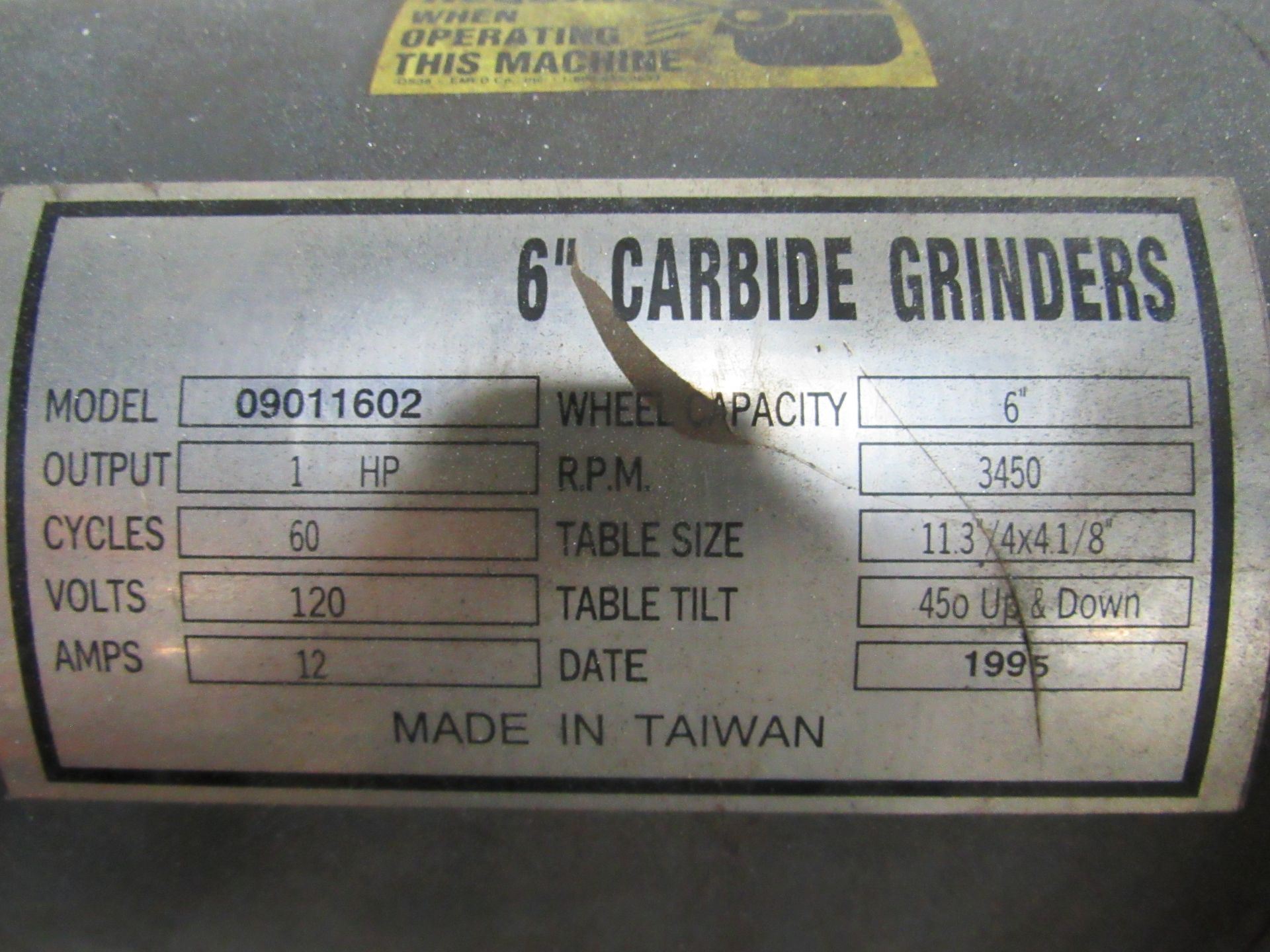 6" Carbide Grinders Model 09011602 Double End Pedestal Grinder - Image 4 of 4