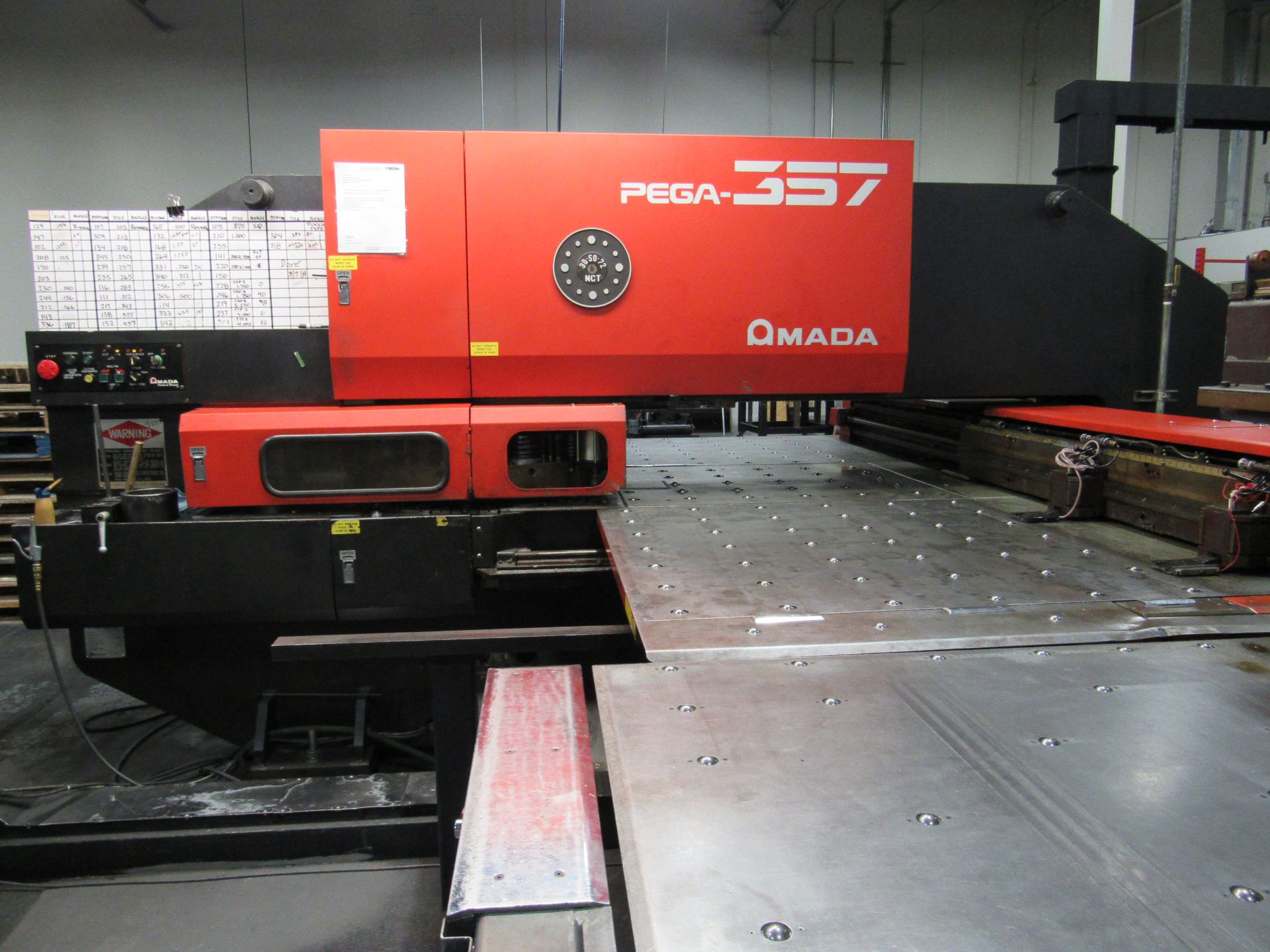 33 Ton Amada Pega 357 CNC Turret Punch with Amada MP1224NFP Automated Sheet Loader / Unloader