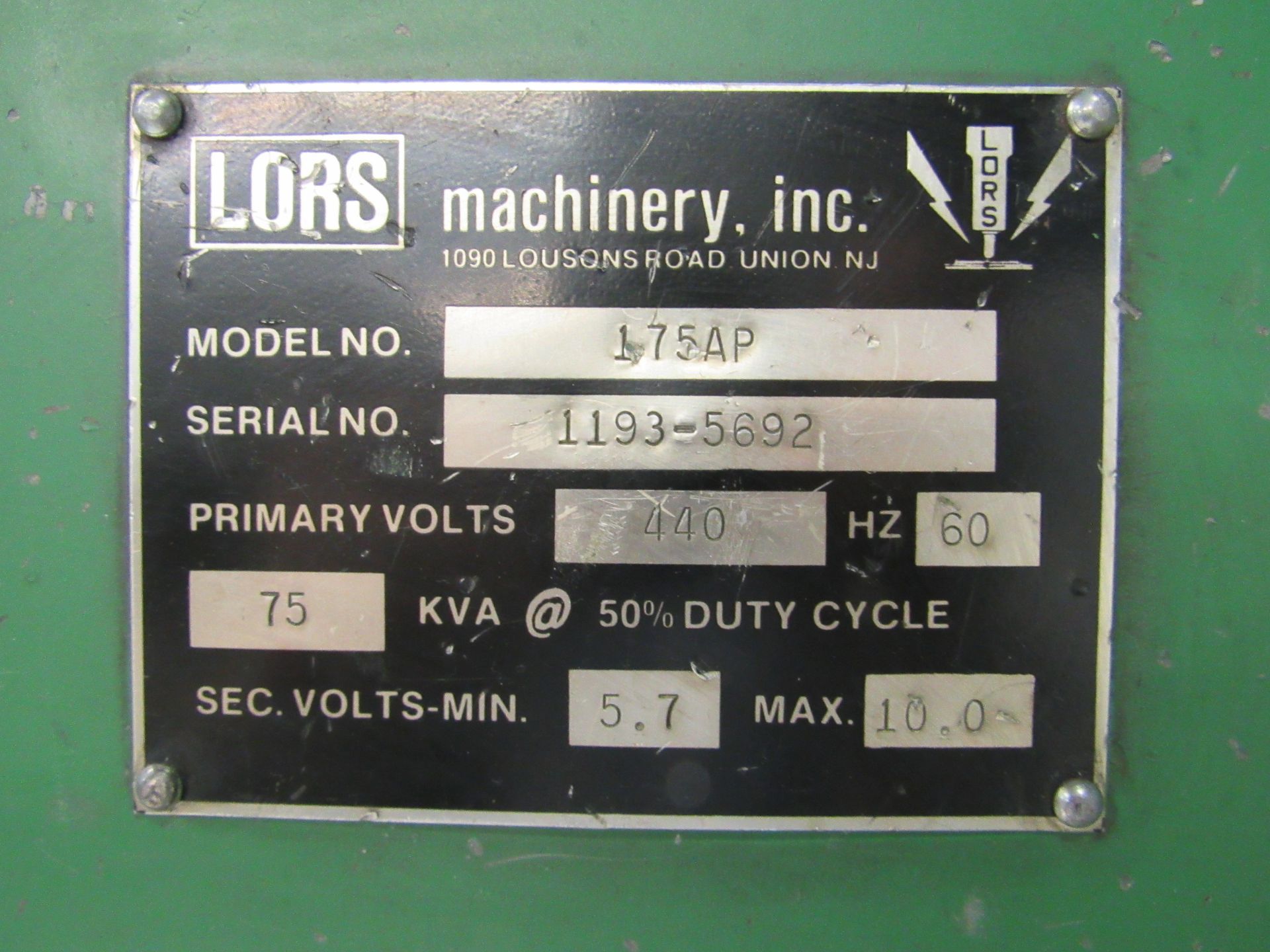 LORS Machinery Model 175AP 75 KVA @ 50% Duty Cycle Resistance Welder - Image 10 of 10