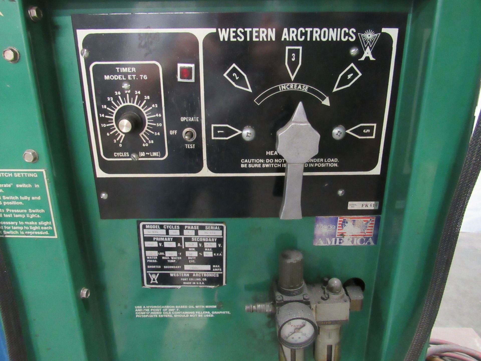 Western Arctronics 30 KVA @ 50% Duty Cycle Resistance Welder - Image 5 of 7