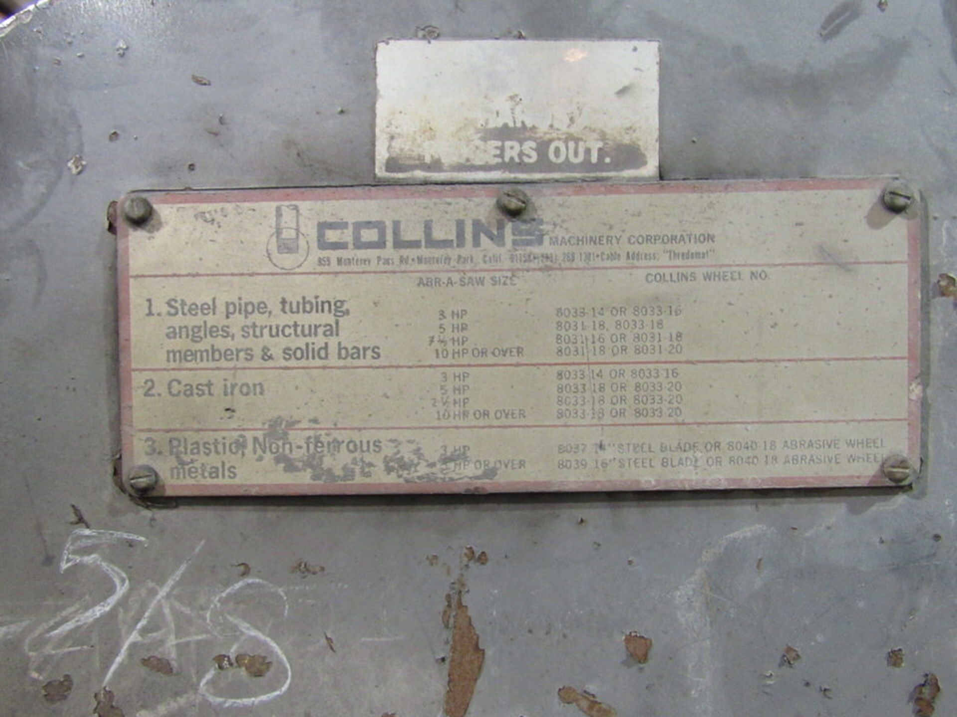 Collins Chop Saw - Image 6 of 8