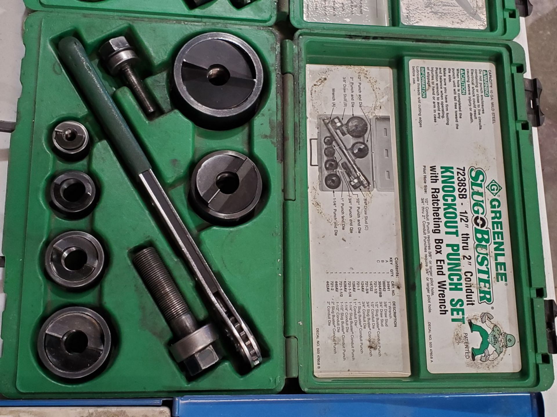 Greenlee Knockout Punch Kit W/ Ratcheting Box End Wrench 1/2"-2" Conduit Size - Image 2 of 2