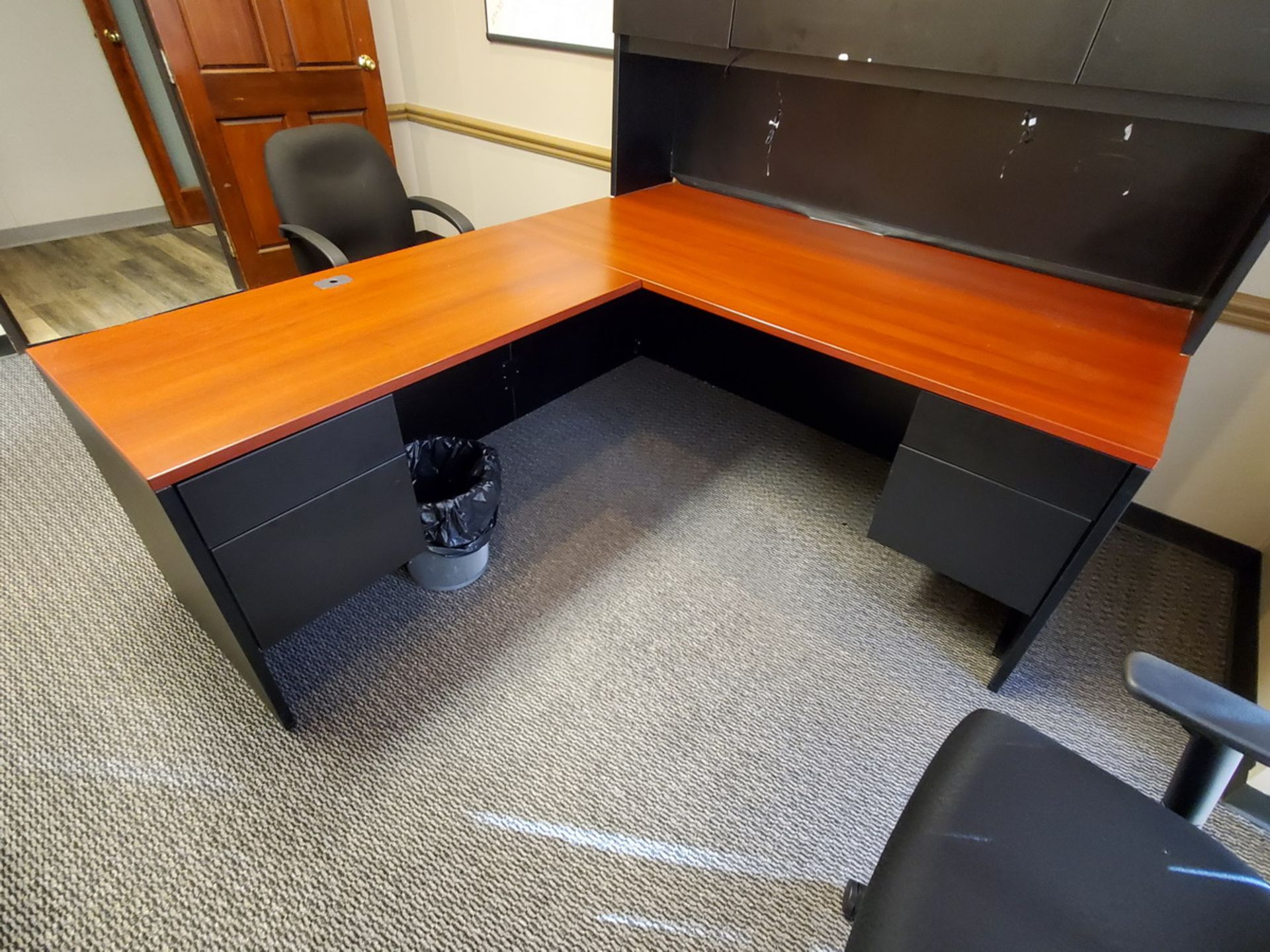 Office Furniture (4) 2-Piece Desk W/ 2-Drawer File Cabinet; (4) 4-Door Book Shelfs; (2) 5-Caster - Image 2 of 4