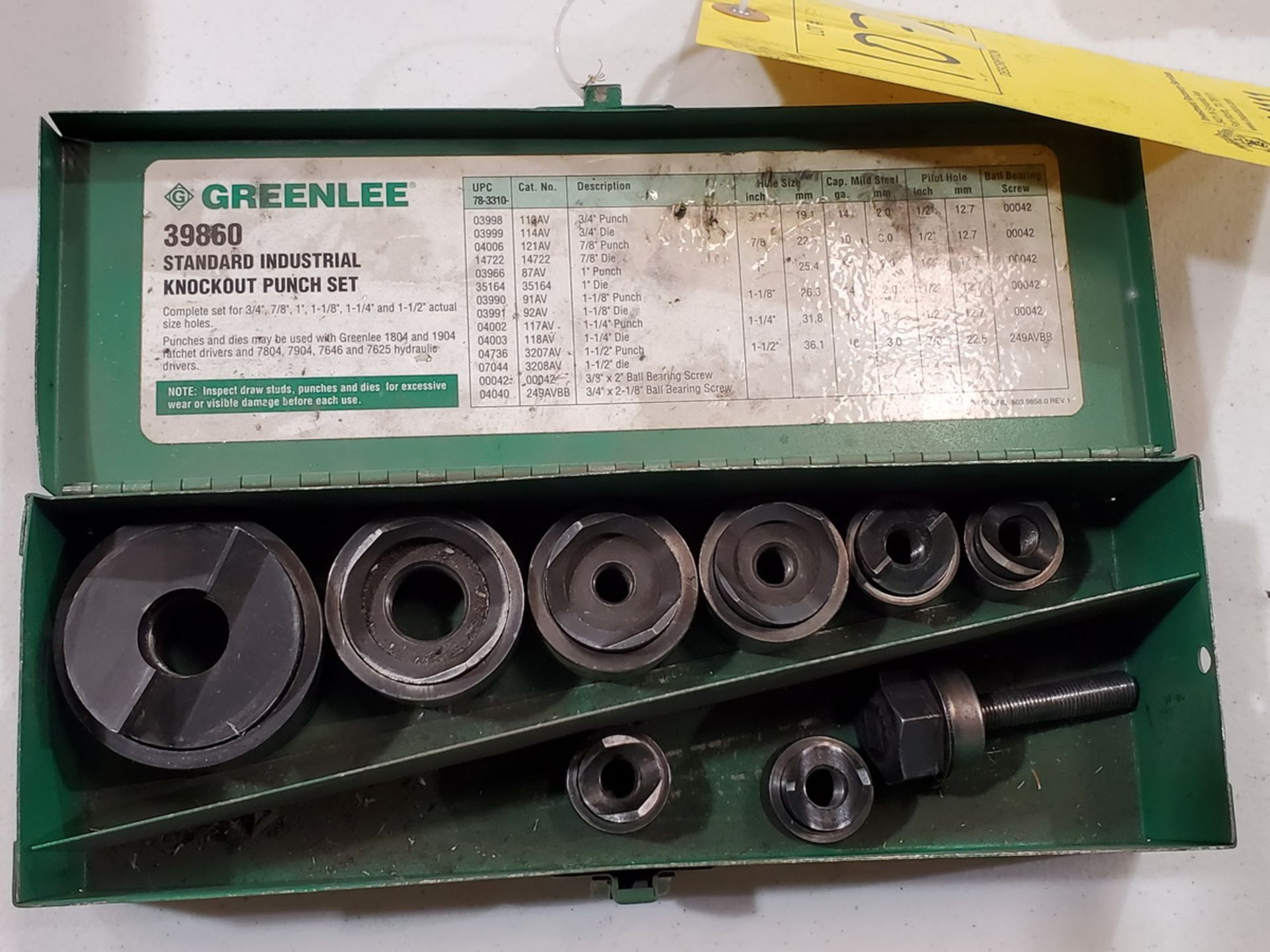 Greenlee 39860 Knockout punch Set 3/4"-1-1/2" Size Holes