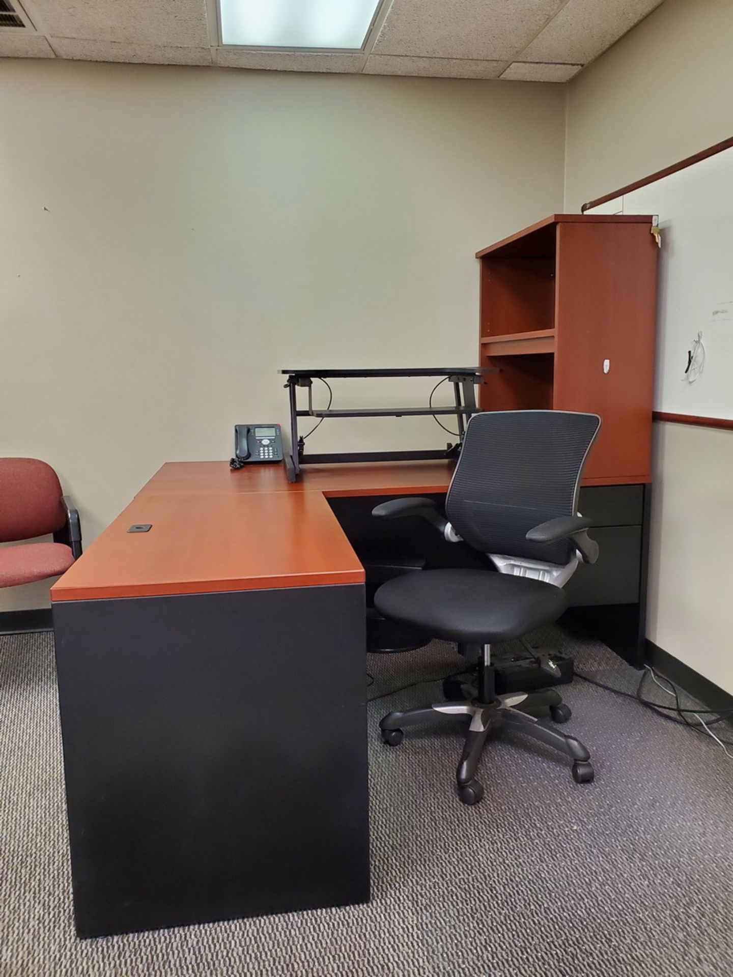 Office Furniture (1) 32" Adjustable Standing Desk; (1) 2-Piece Desk W/ 2-Drawer File Cabinet; (1)