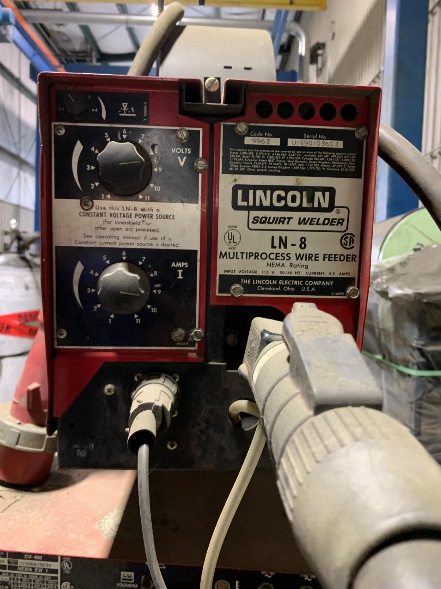 LINCOLN CV-400 WELDER W/ LINCOLN LN-8 MULTI PROCESS WIRE FEEDER - Image 3 of 3