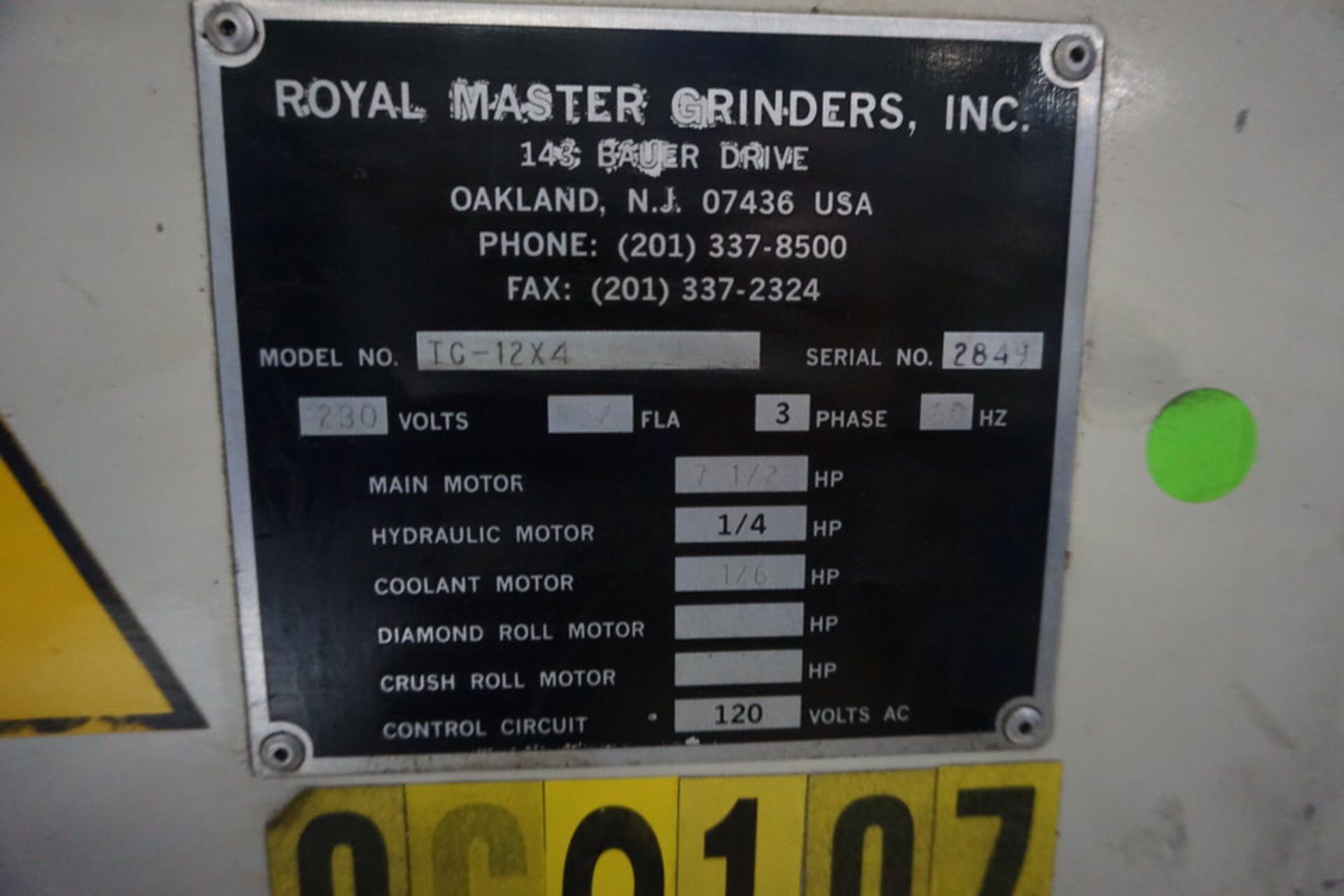 ROYAL MASTER TG12X4 CENTERLESS GRINDER (ASST#:062107) - Image 4 of 5