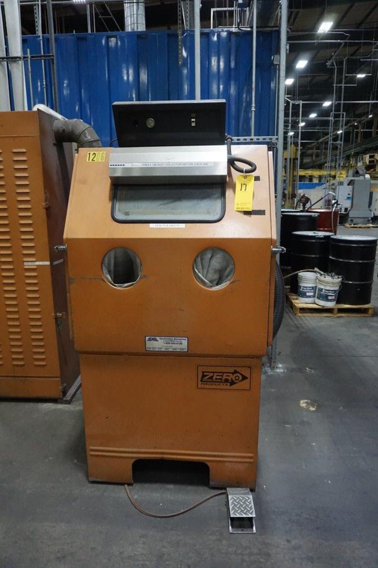 ZERO DAND BLAST CABINET, MDL: 65600D1PII W/ DUST COLLECTOR