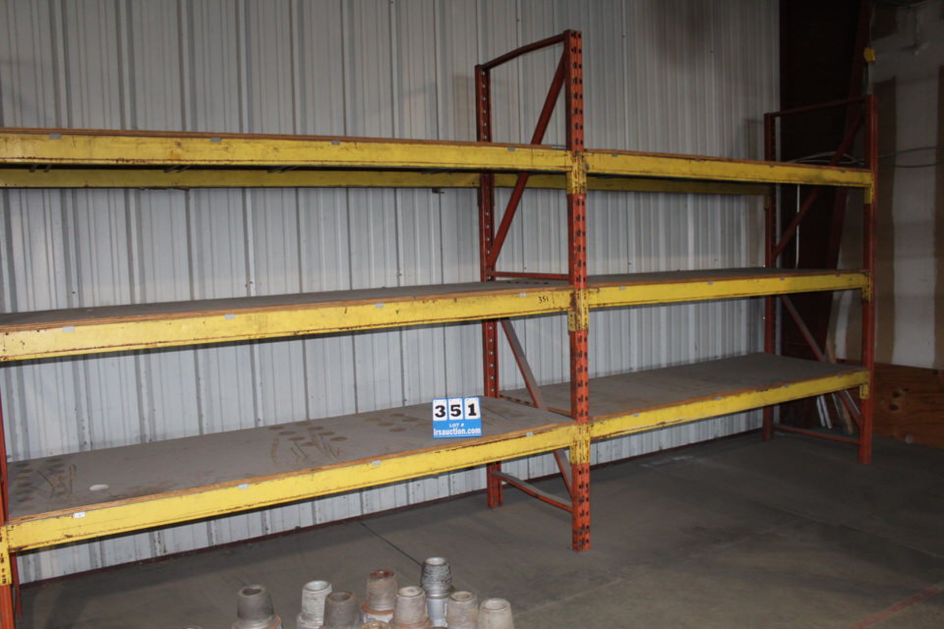 (2) SECTIONS PALLET RACKING, 102" X 36" UPRIGHTS, 100" CROSSBEAMS