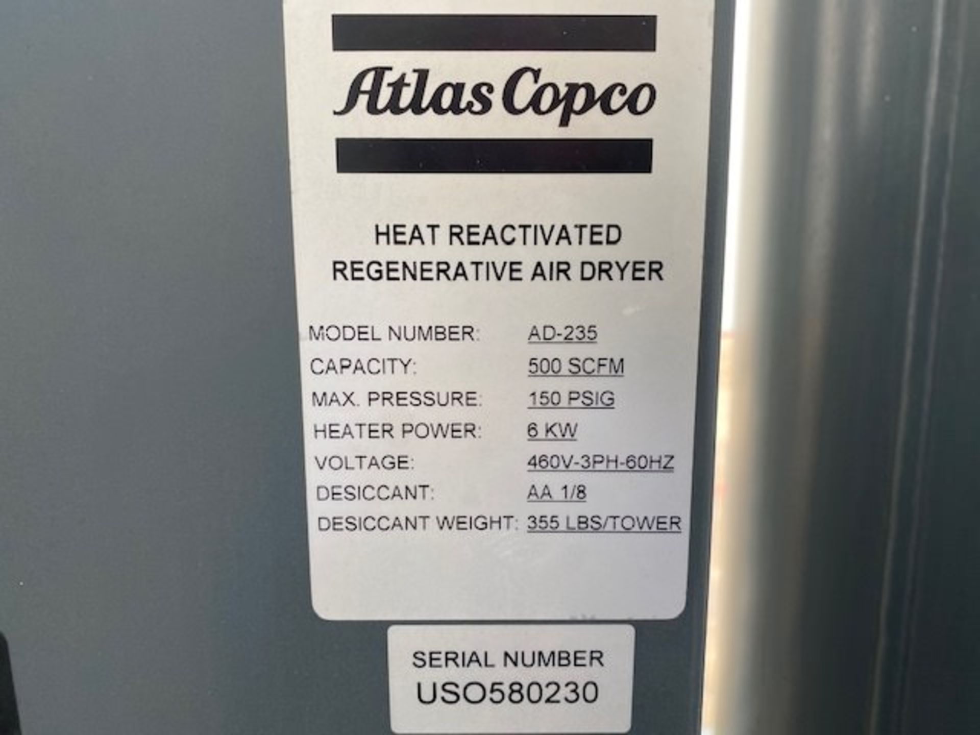 Atlas Copco Model GA90VSD Screw Type Air Compressor with Atlas Copco Heat Activated Air DryerAir Dry - Image 2 of 6