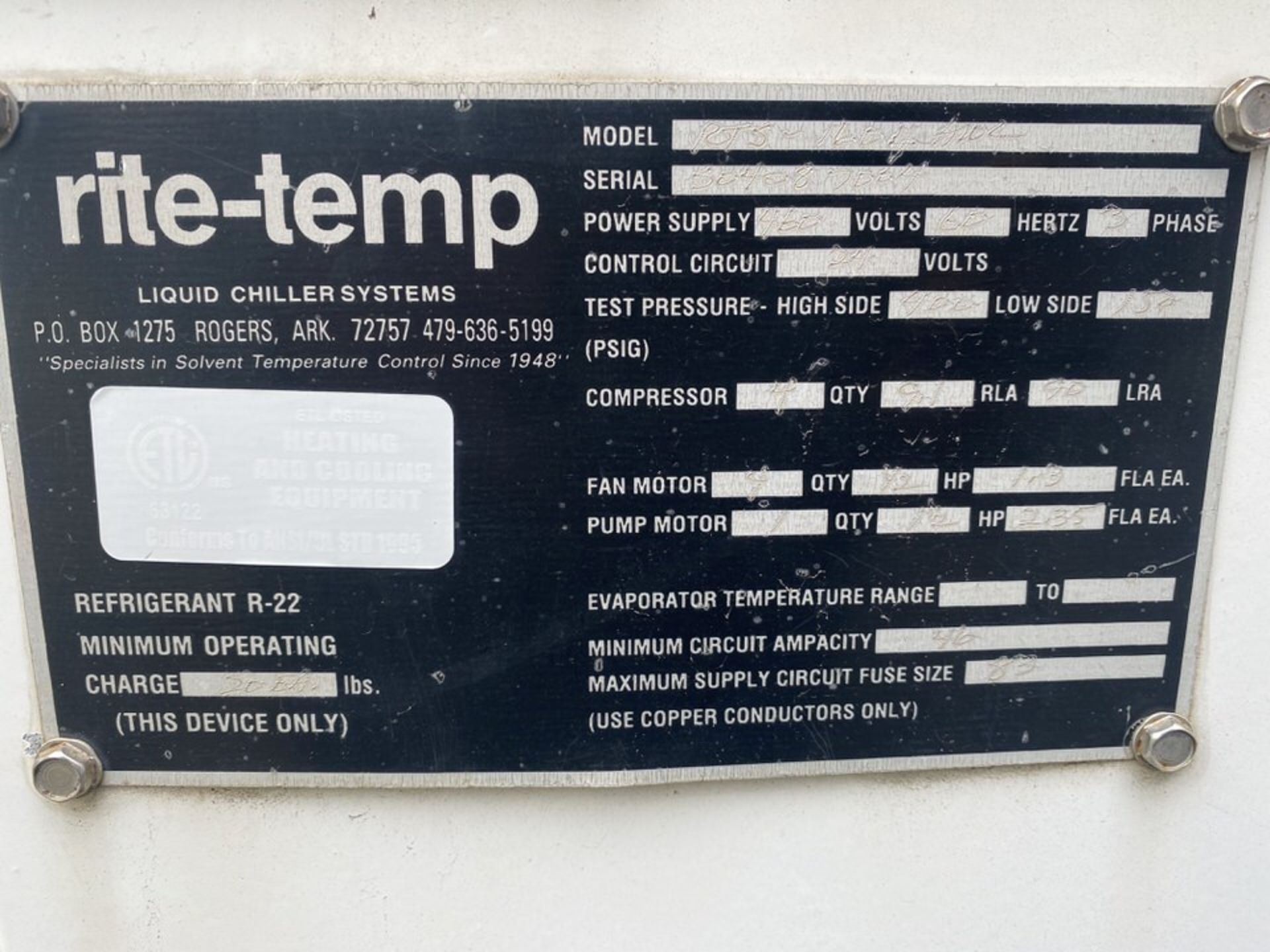 Large Capacity "rite-temp" Water Chiller / Treament System - Image 4 of 15