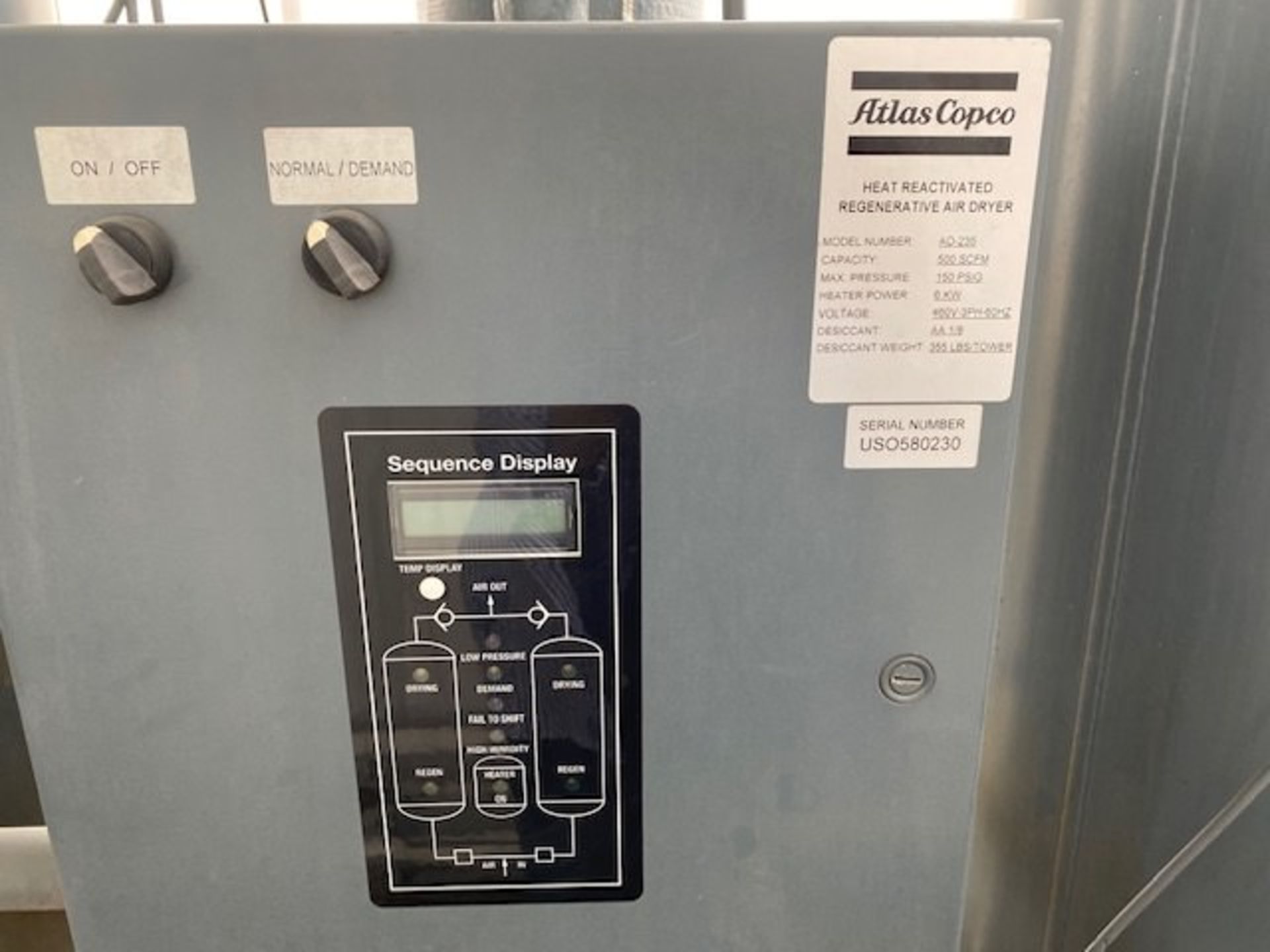 Atlas Copco Model GA90VSD Screw Type Air Compressor with Atlas Copco Heat Activated Air DryerAir Dry