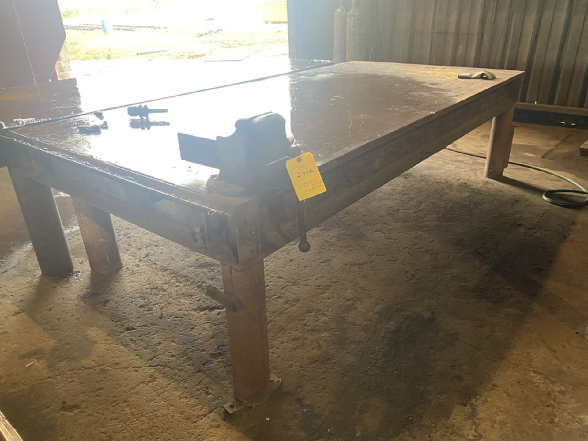 124" x 60" HD Metal Shop Table with Vise