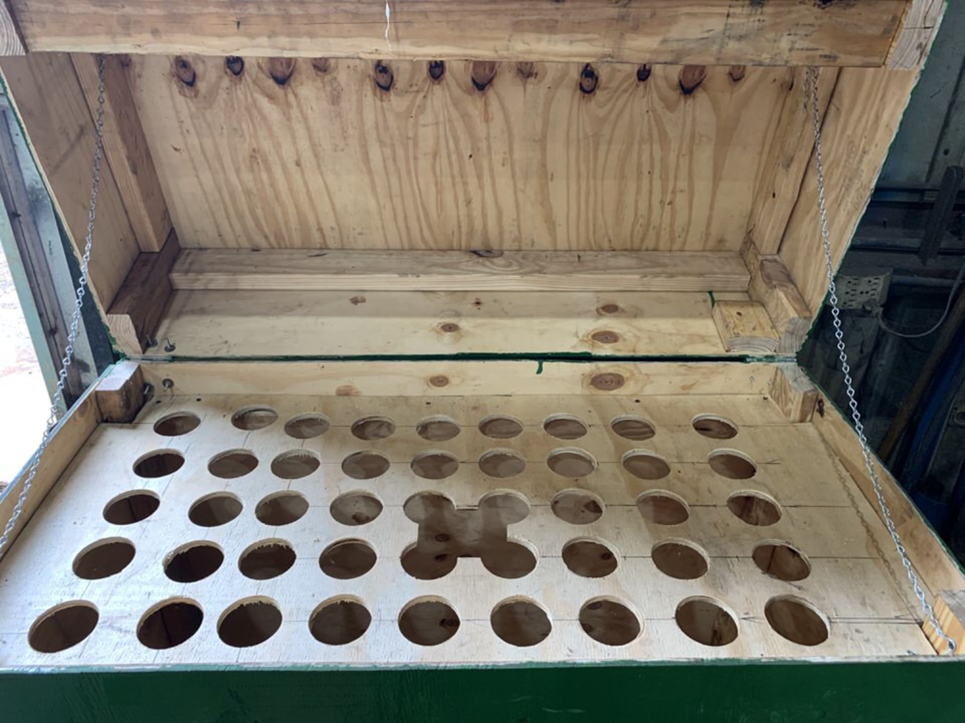 Wooden Tool Box with Holes for Holding Tools (green) - Image 3 of 3