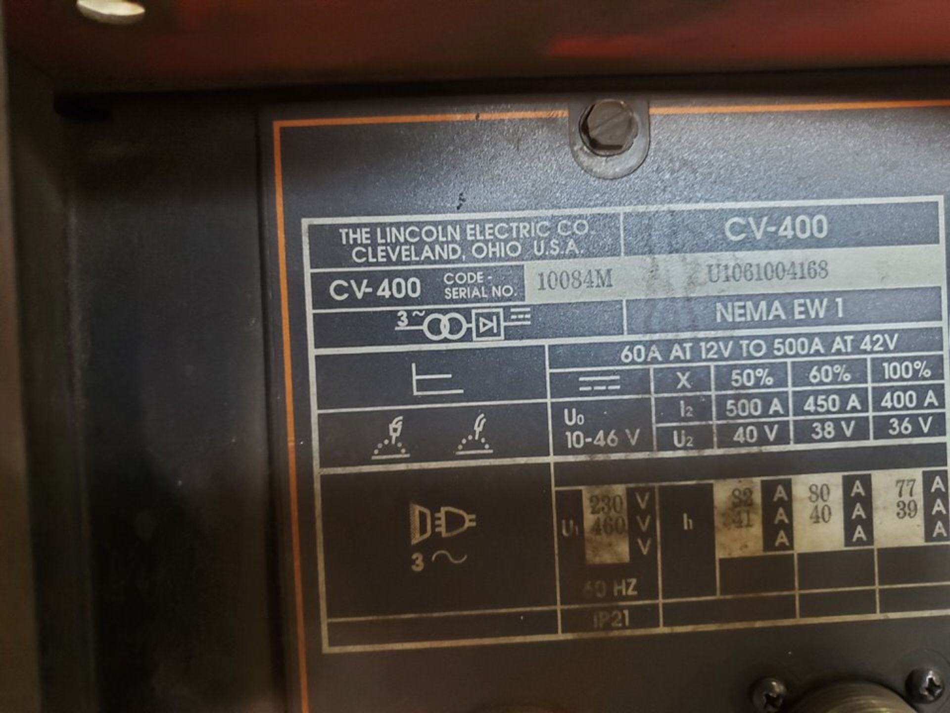 LINCOLN ELECTRIC CV400 WELDING POWER SOURCE (LOCATION: NORTH DAKOTA) - Image 2 of 2