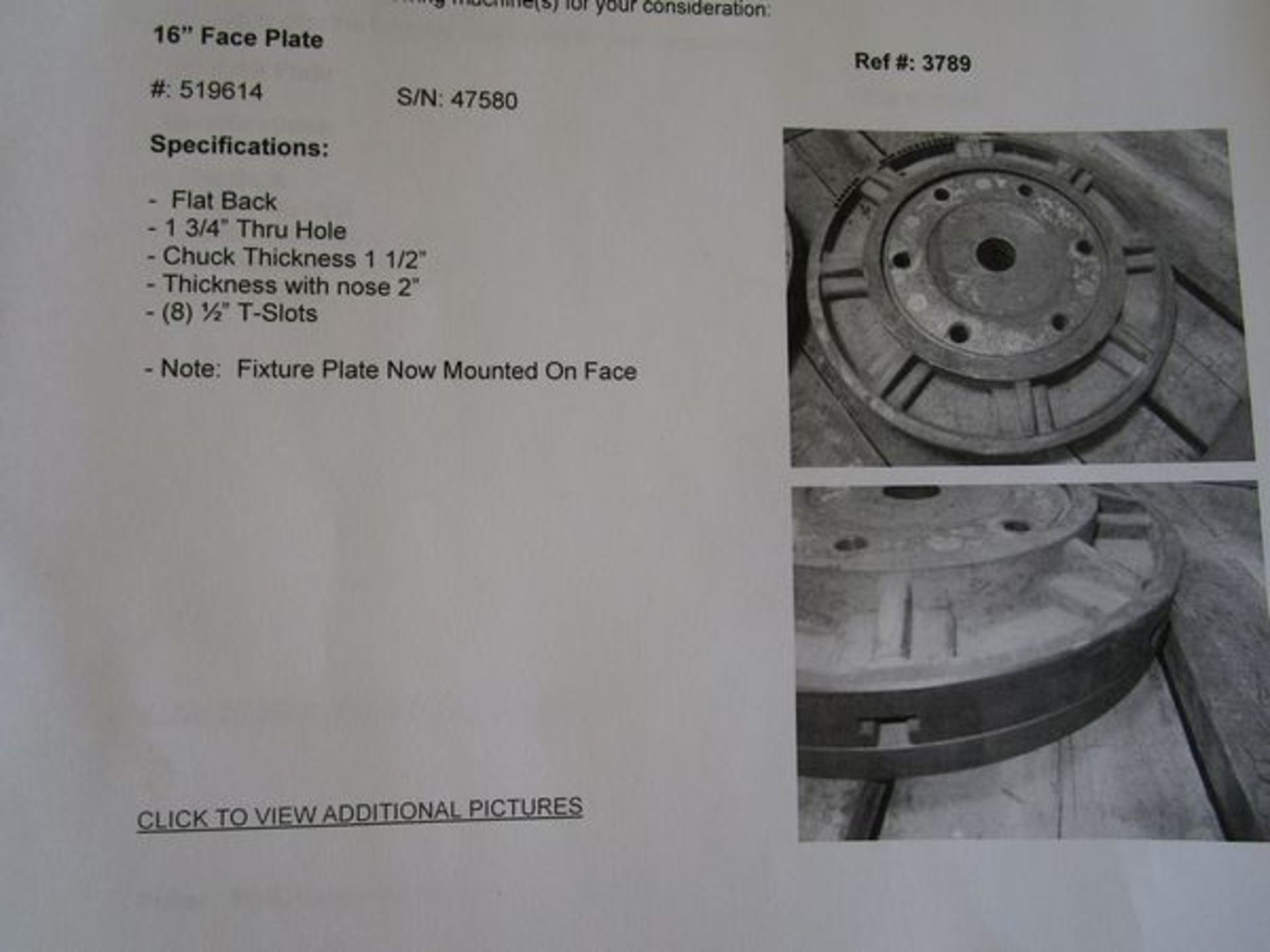 16" Face Plate - Image 2 of 2