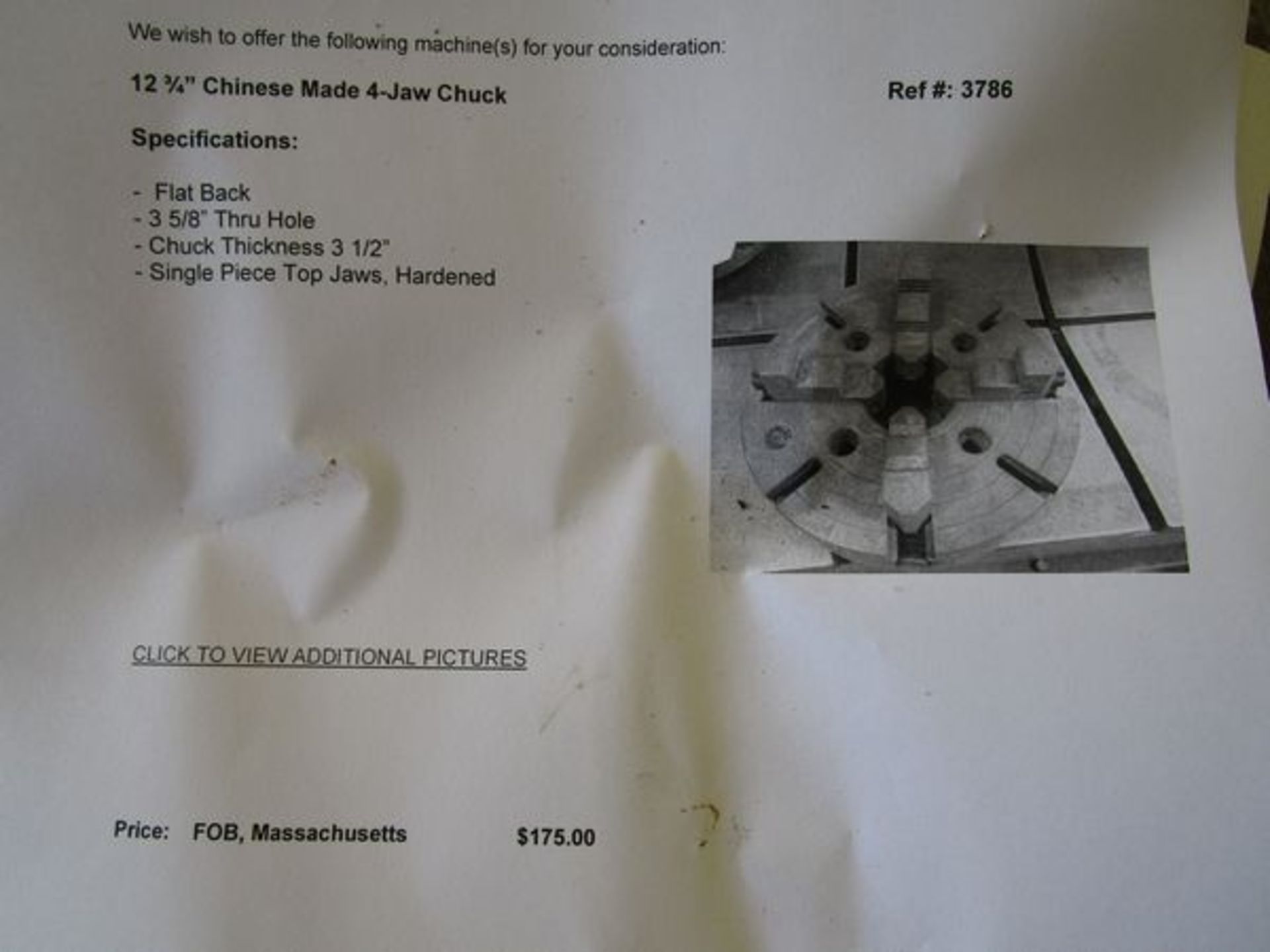 12 3/4" 4-Jaw Chuck - Image 2 of 2