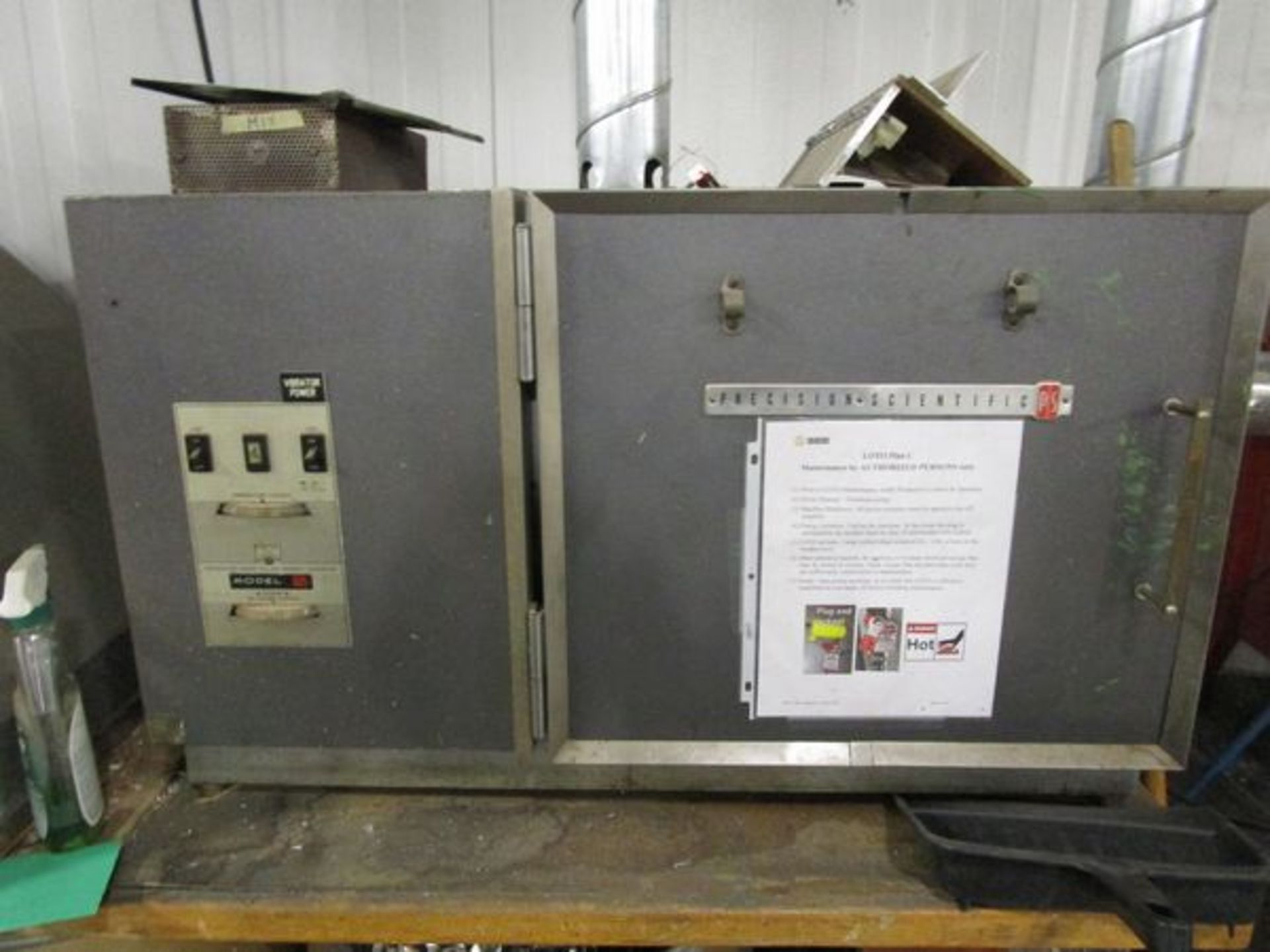 Lot Precision Scientific 605 Lab Oven, Cyclone Sand blast Cabinet, Exhaust Hood