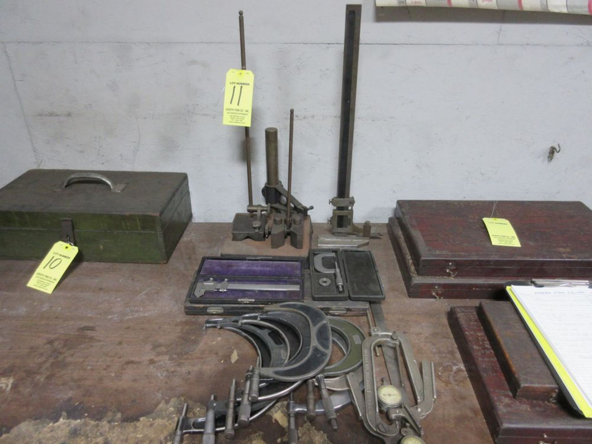 LOT Asst Mics, Caliper, Height Gage on Bench