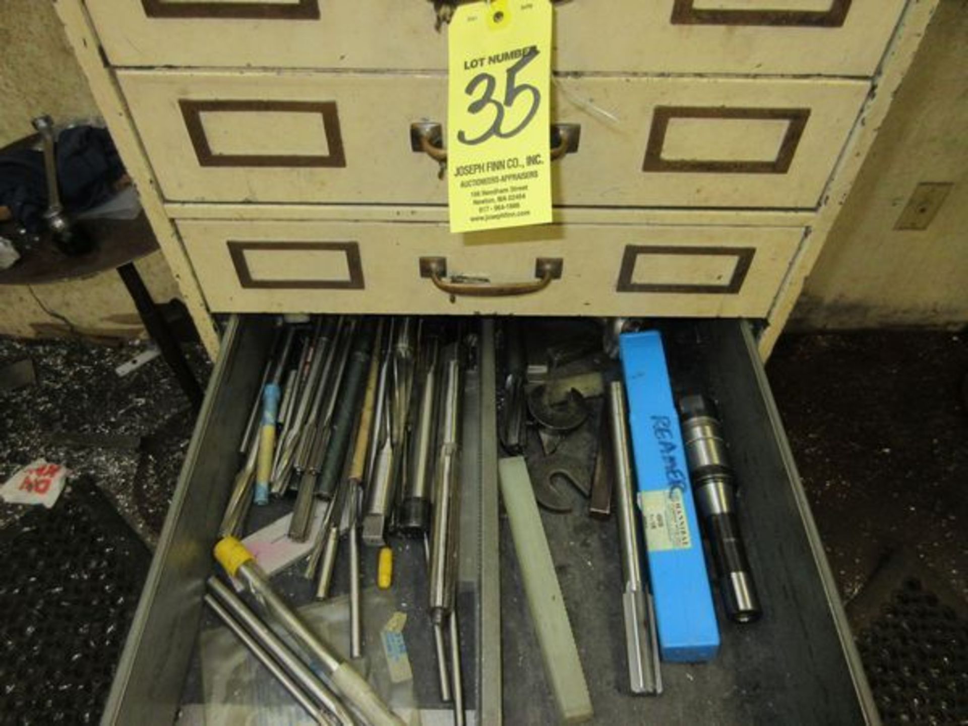 Lot (12) Drawer Cabinets w/ Drills, Reamers, Taps, Dies, Boring Head, Cutters, Etc. - Image 5 of 6