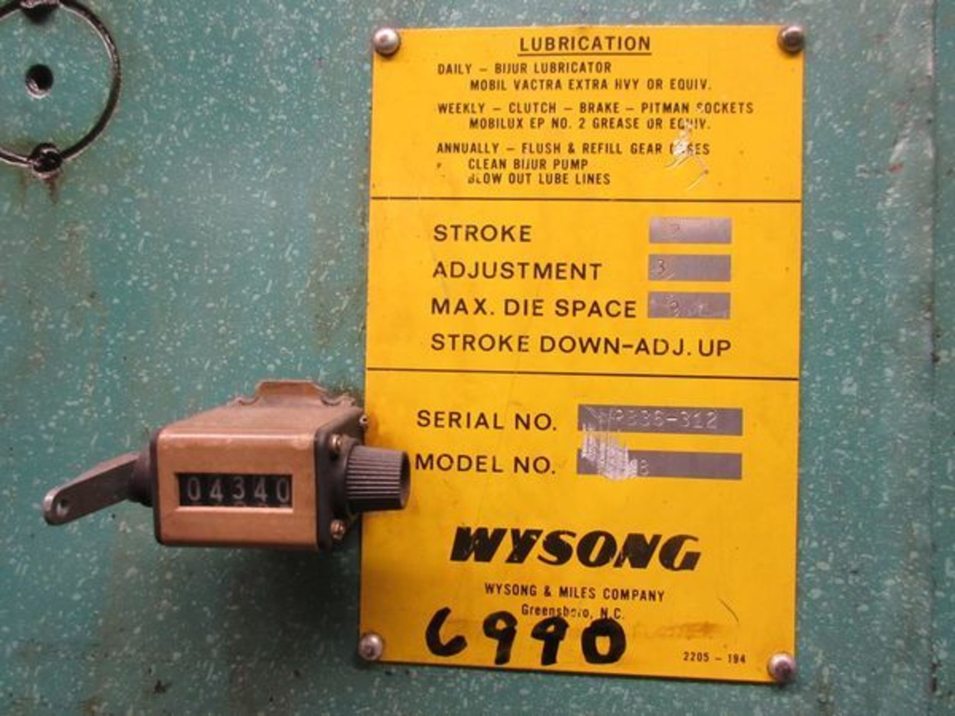 Wysong 48" Press Brake s/n PB36-312, Auto gage CNC 99 Control - Image 3 of 4
