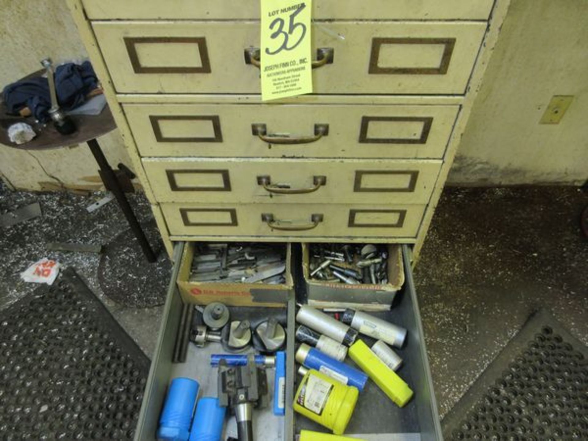 Lot (12) Drawer Cabinets w/ Drills, Reamers, Taps, Dies, Boring Head, Cutters, Etc. - Image 6 of 6