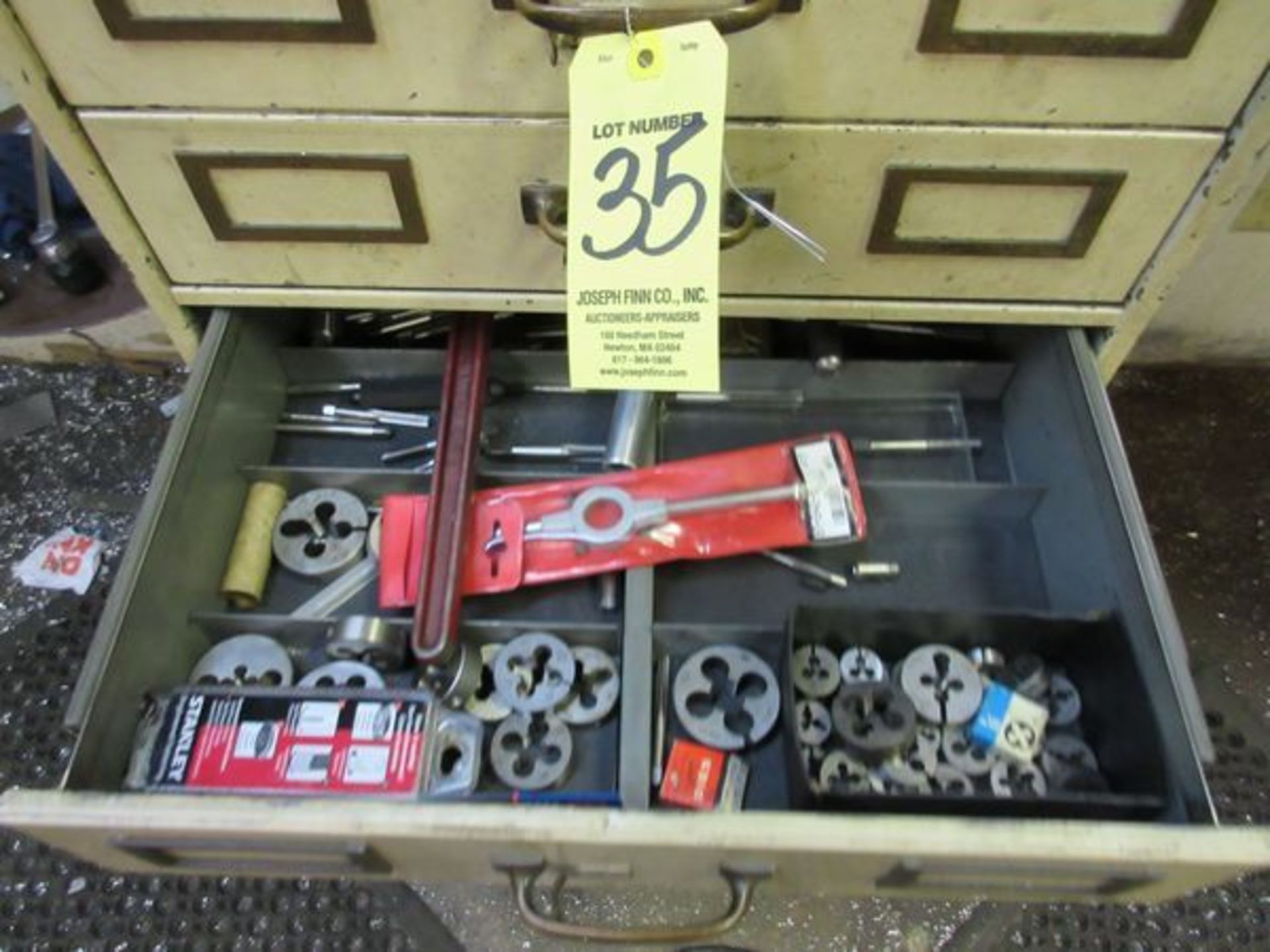 Lot (12) Drawer Cabinets w/ Drills, Reamers, Taps, Dies, Boring Head, Cutters, Etc. - Image 4 of 6