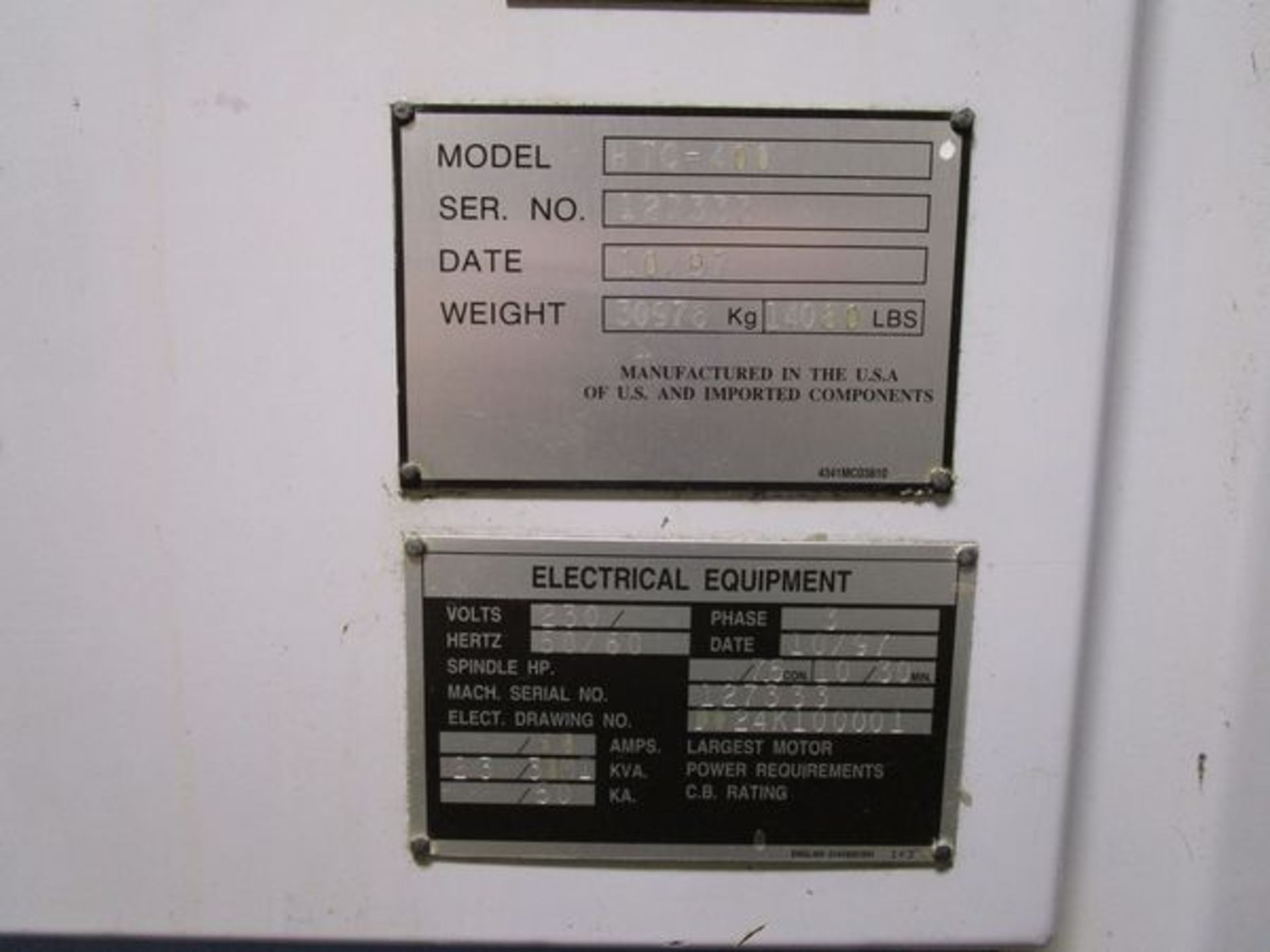 1997 Mazak HTC-400 CNC Horiz. Machining Center, s/n 127333, 15.7" x 15.7" Dual Pallets, 22" x 20" - Image 8 of 8